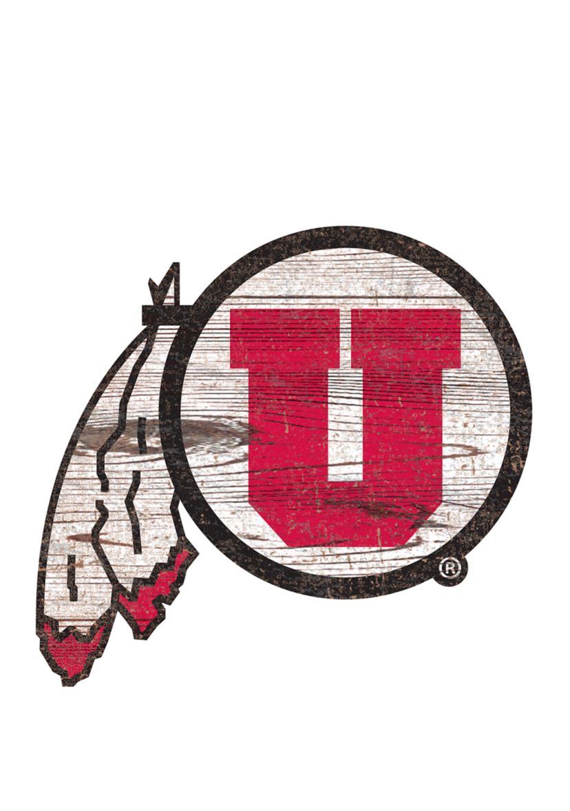 NCAA Utah  Utes Distressed Logo Cutout Sign
