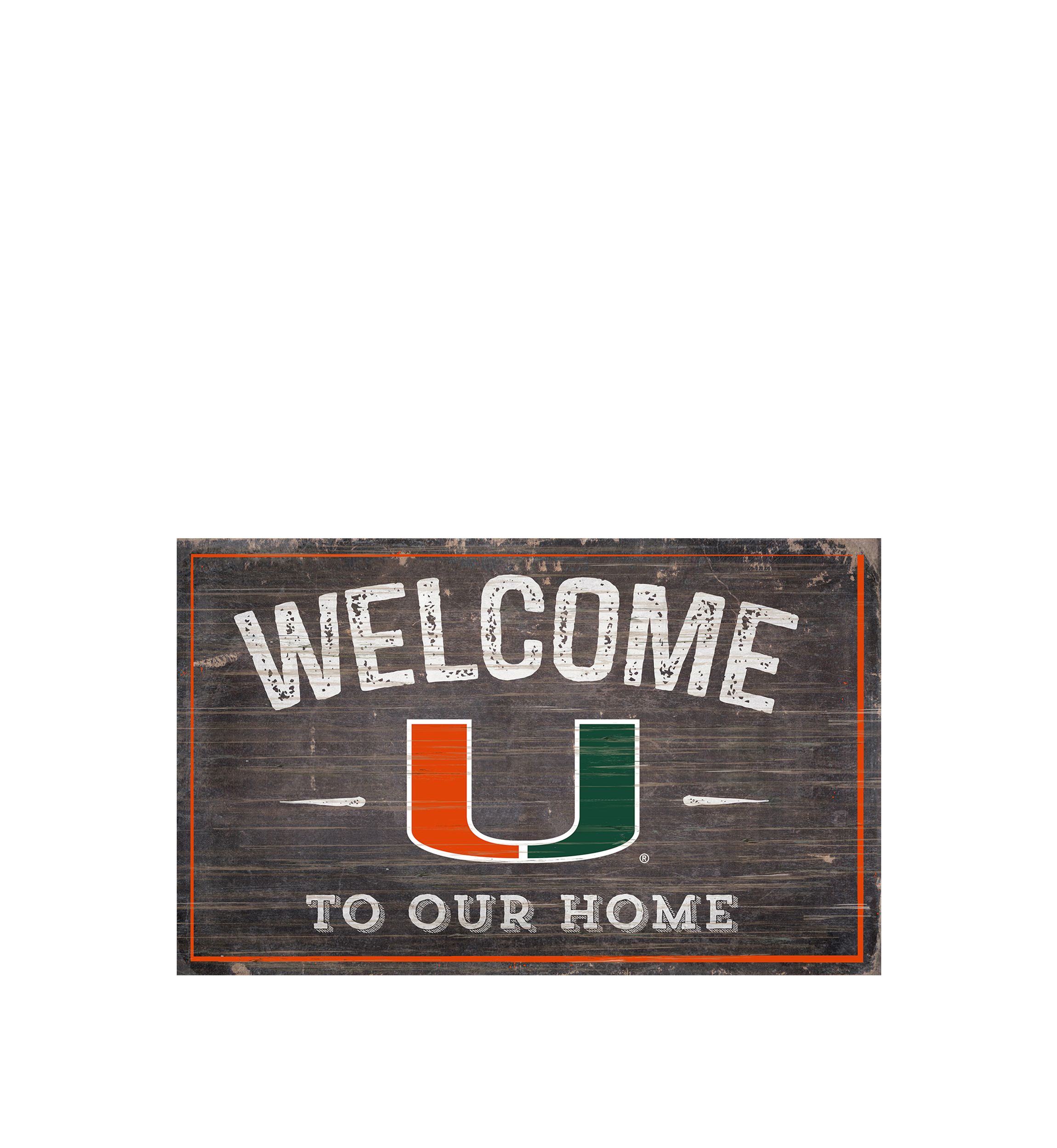 NCAA University of Miami Hurricanes 11 in x 19 in Welcome to Our Home Sign