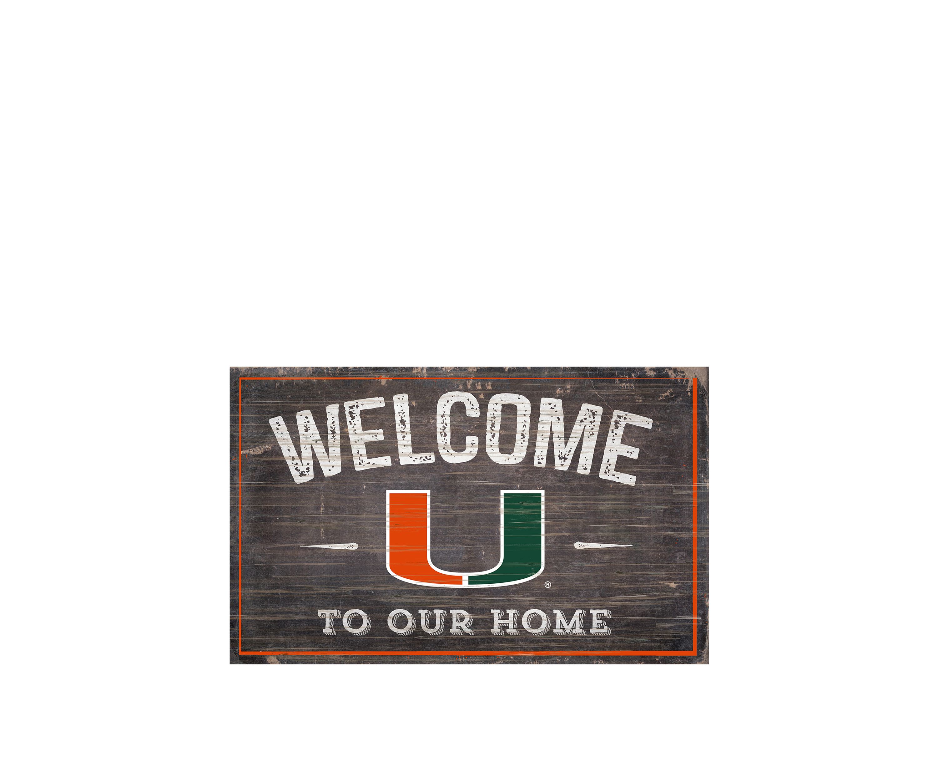 NCAA University of Miami Hurricanes 11 in x 19 in Welcome to Our Home Sign