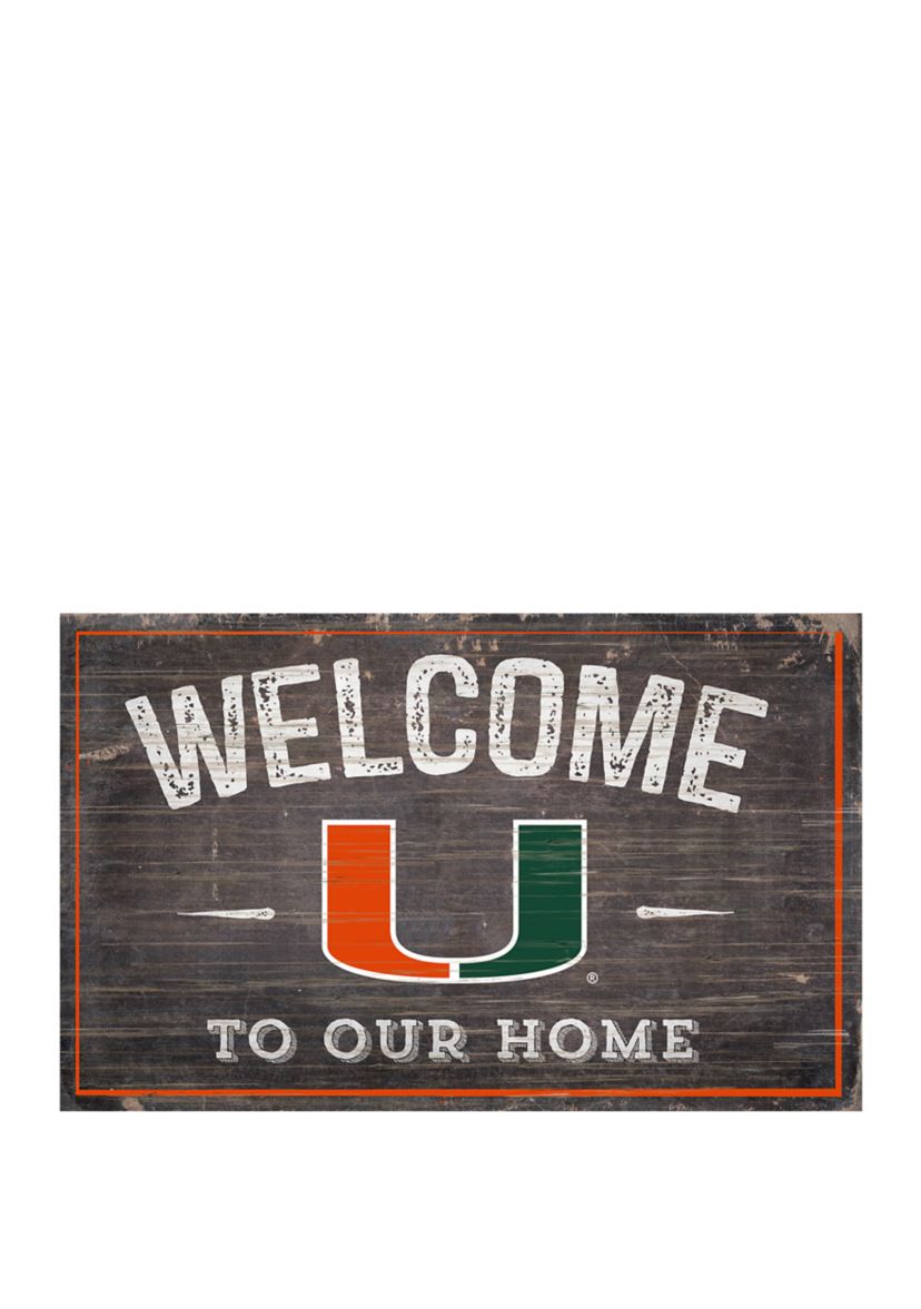 NCAA University of Miami Hurricanes 11 in x 19 in Welcome to Our Home Sign