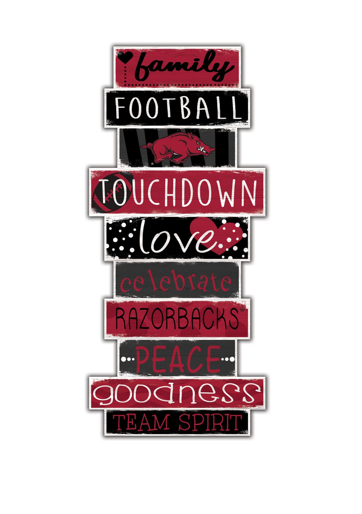 NCAA University of Arkansas Razorbacks 24 Inch Celebrations Stack Sign