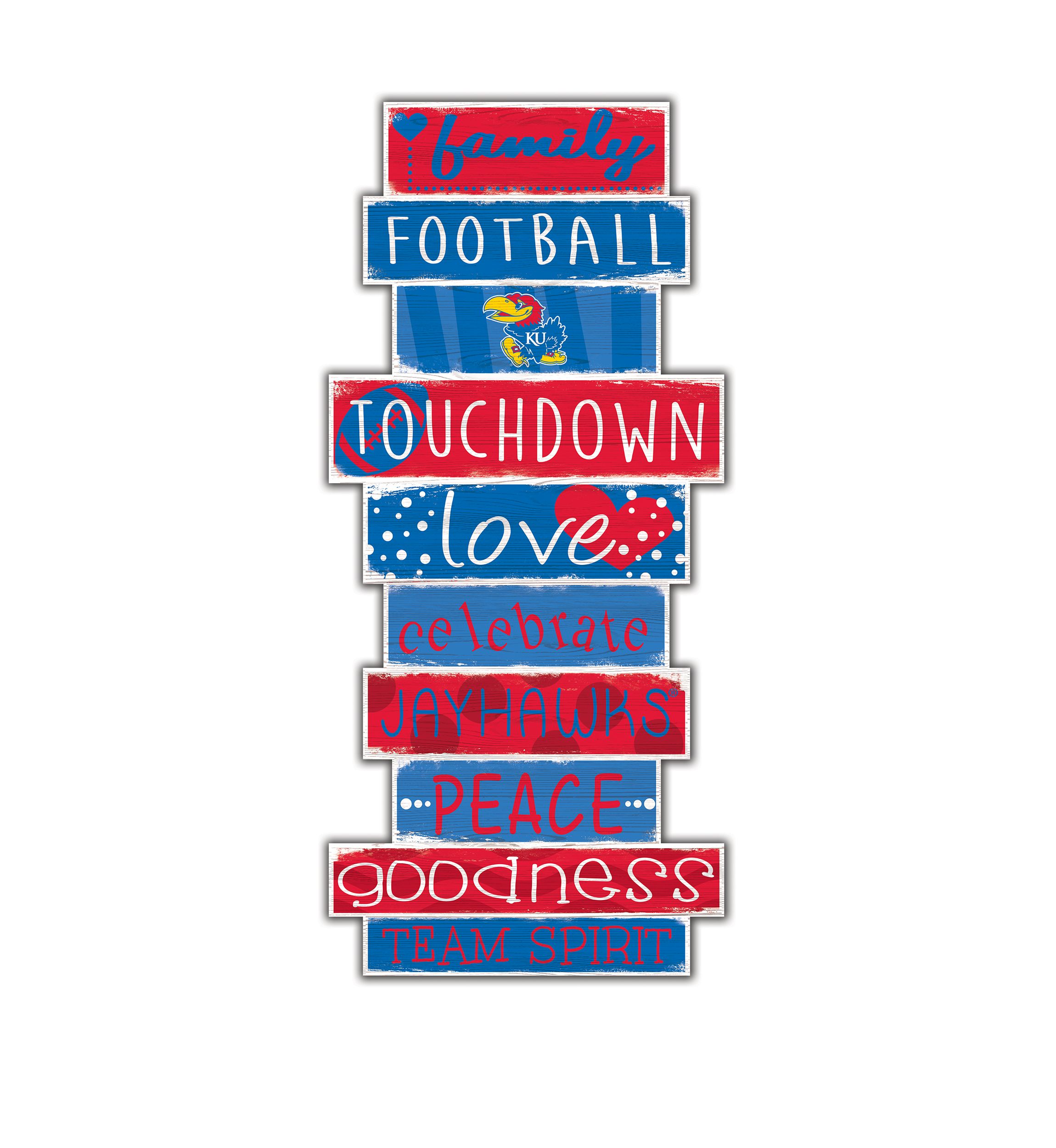 NCAA University of Kansas Jayhawks 24 Inch Celebrations Stack Sign