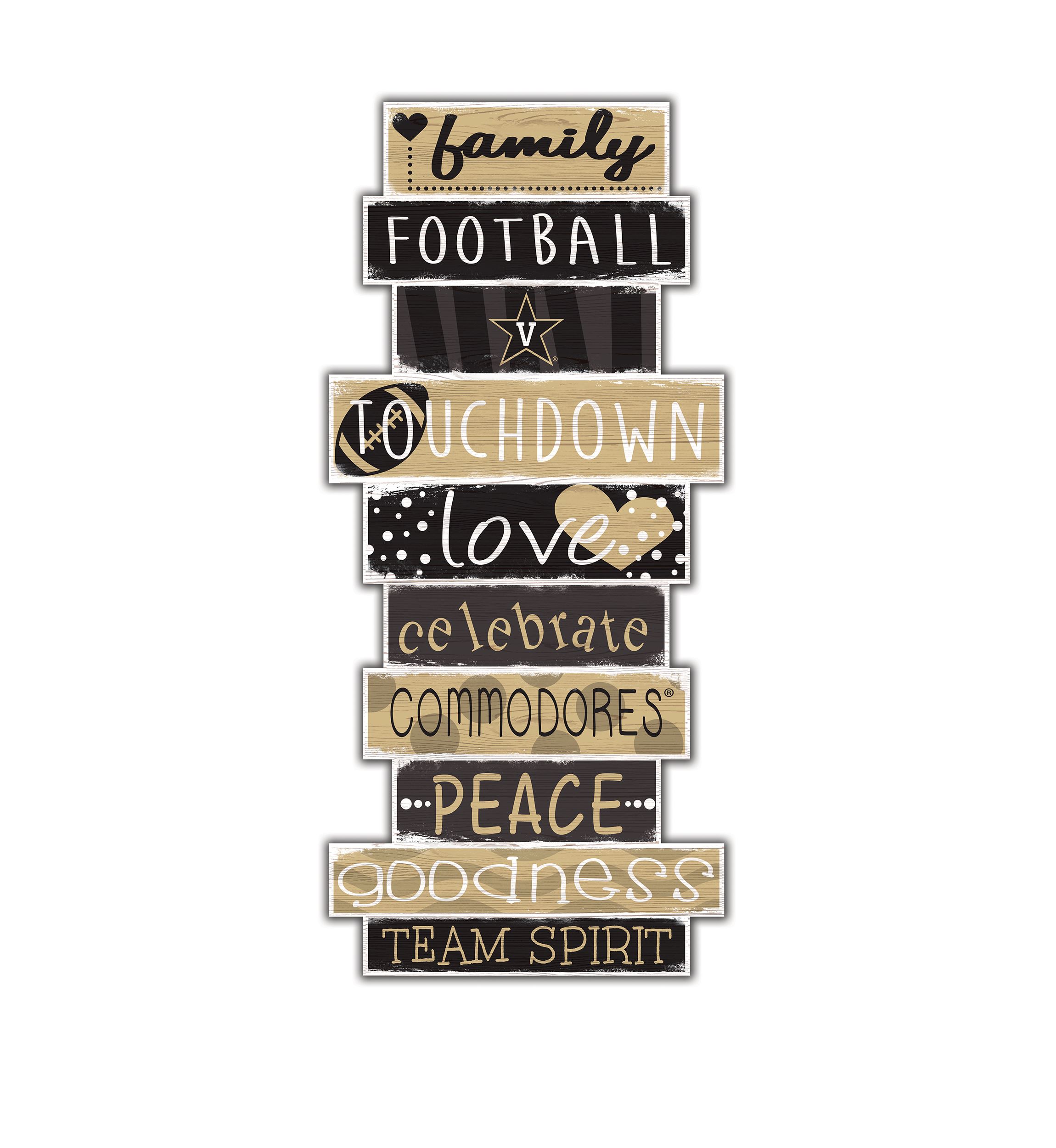 NCAA Vanderbilt commodores Celebrations Stack 24 Inch Sign