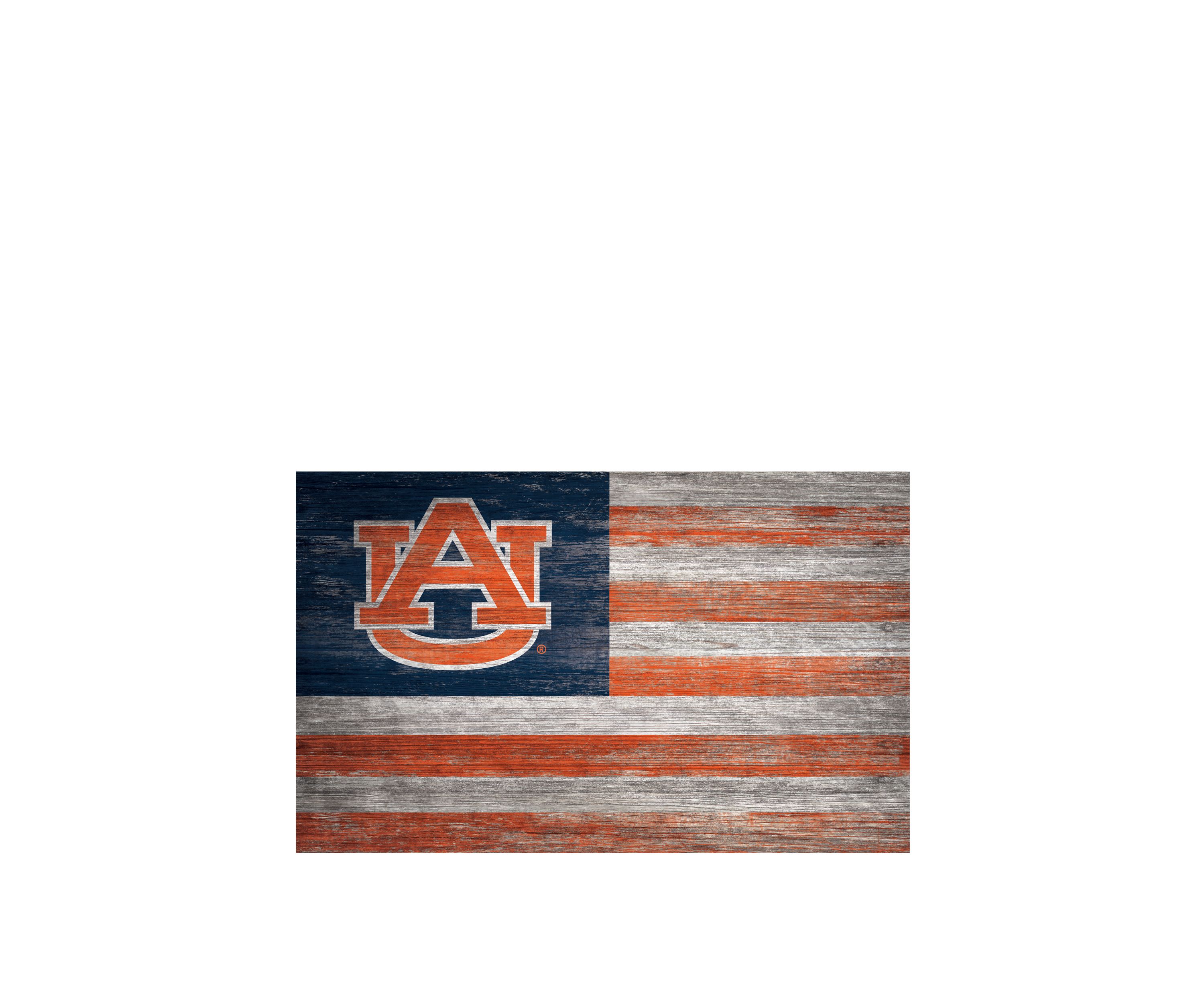 NCAA Auburn University Tigers 11 in x 19 in Distressed Flag
