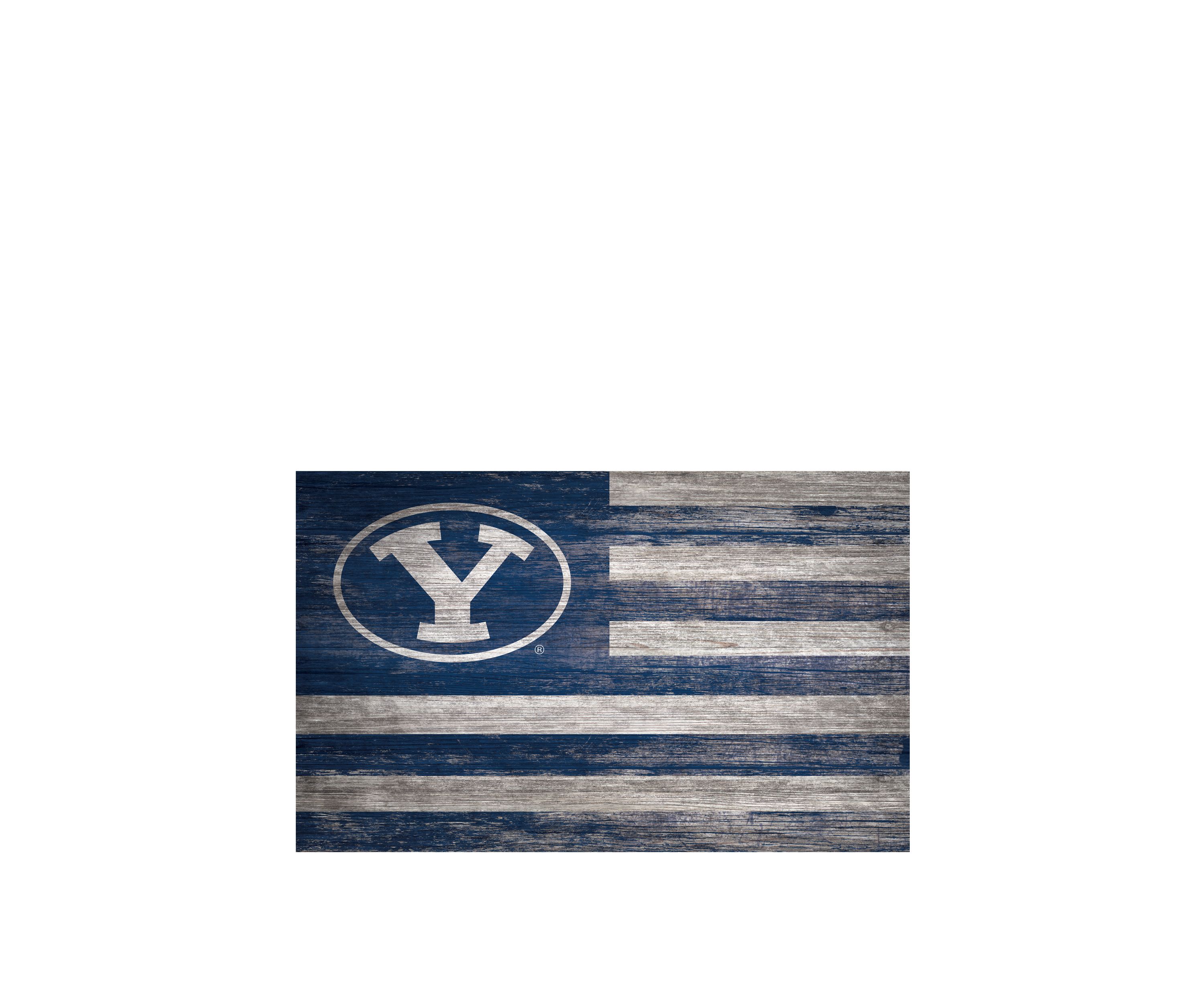 NCAA BYU Cougars 11 in x 19 in Distressed Flag