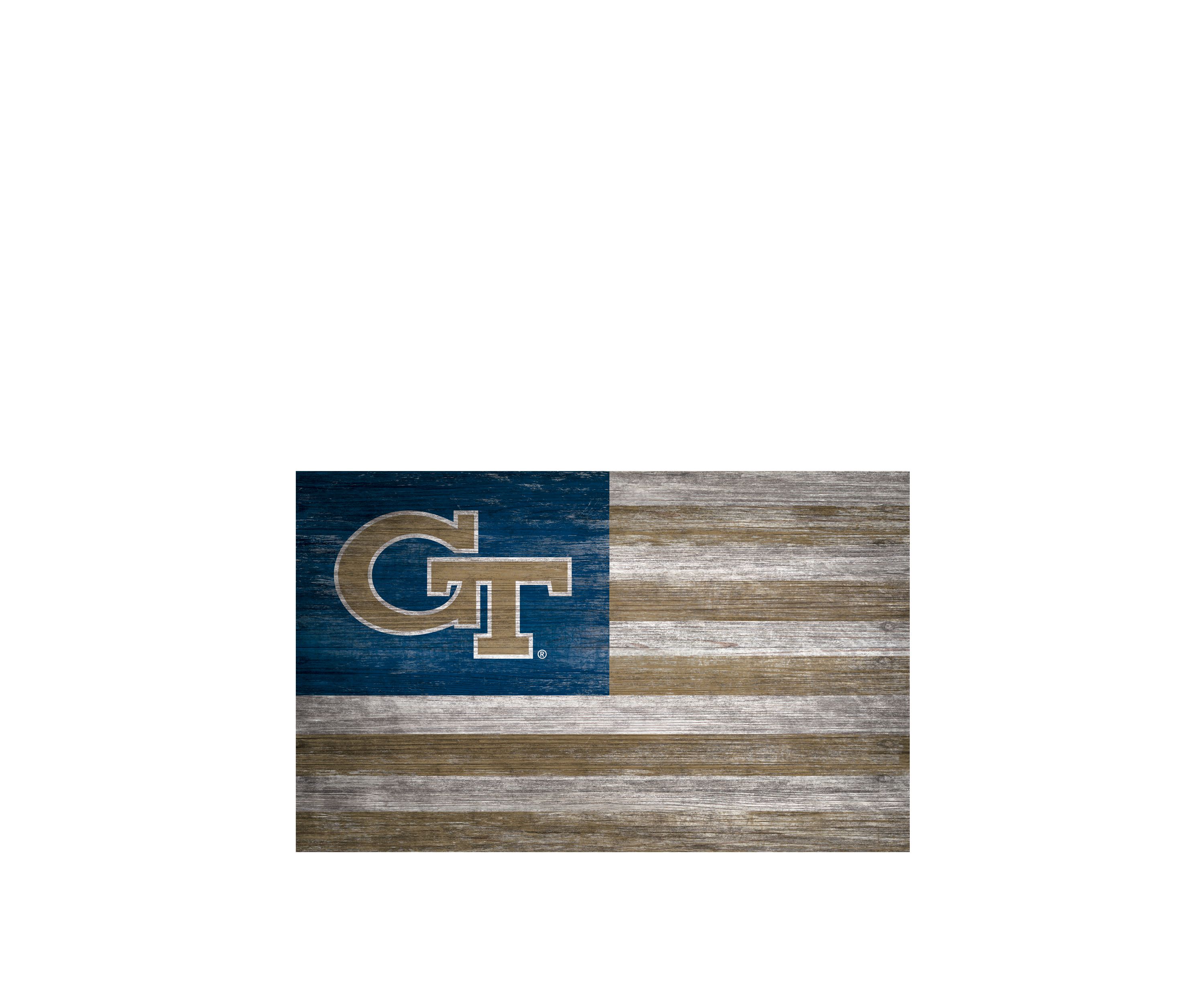 NCAA Georgia Tech Yellow Jackets 11 in x 19 in Distressed Flag