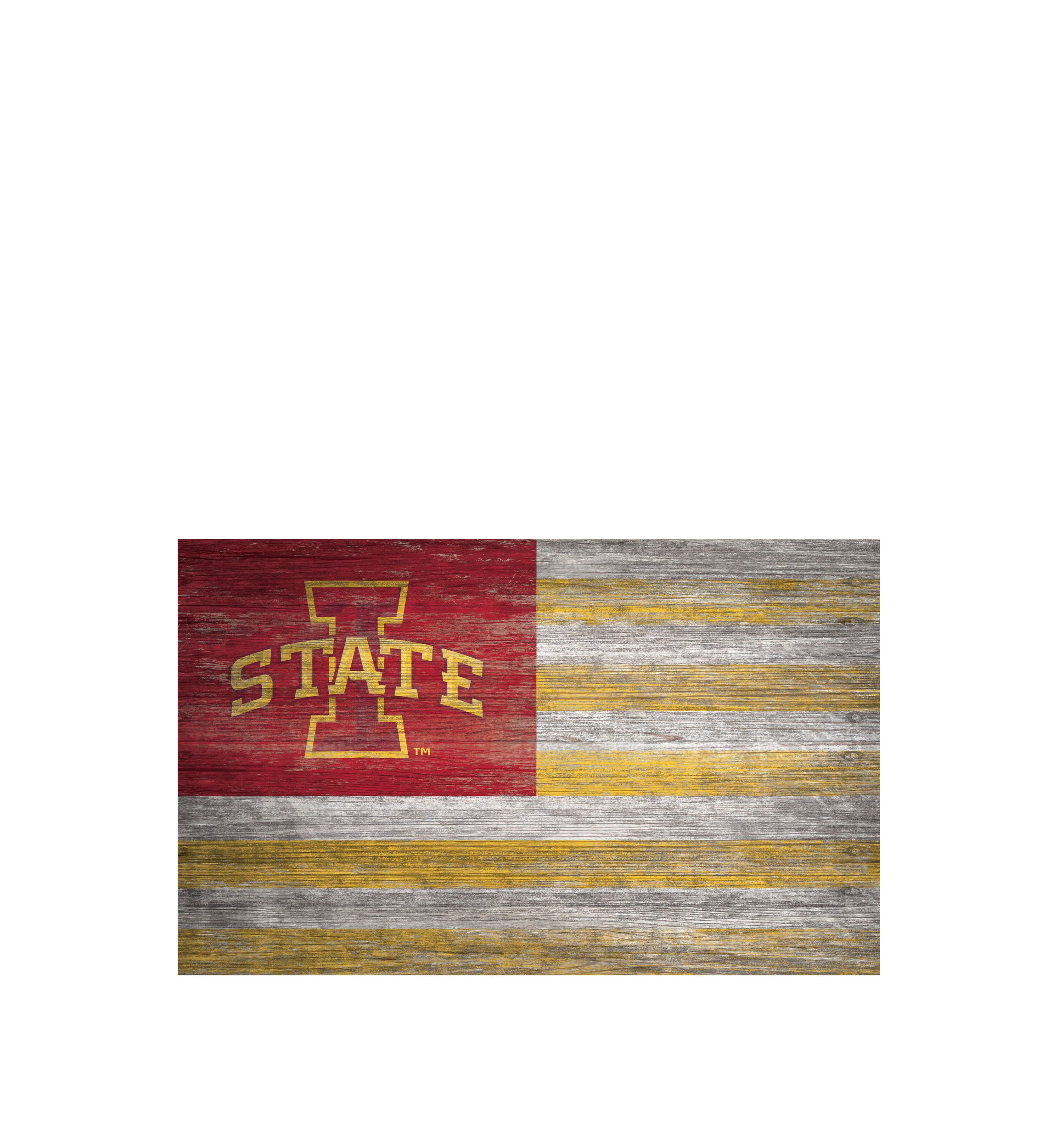 NCAA Iowa State Cyclones 11 in x 19 in Distressed Flag 