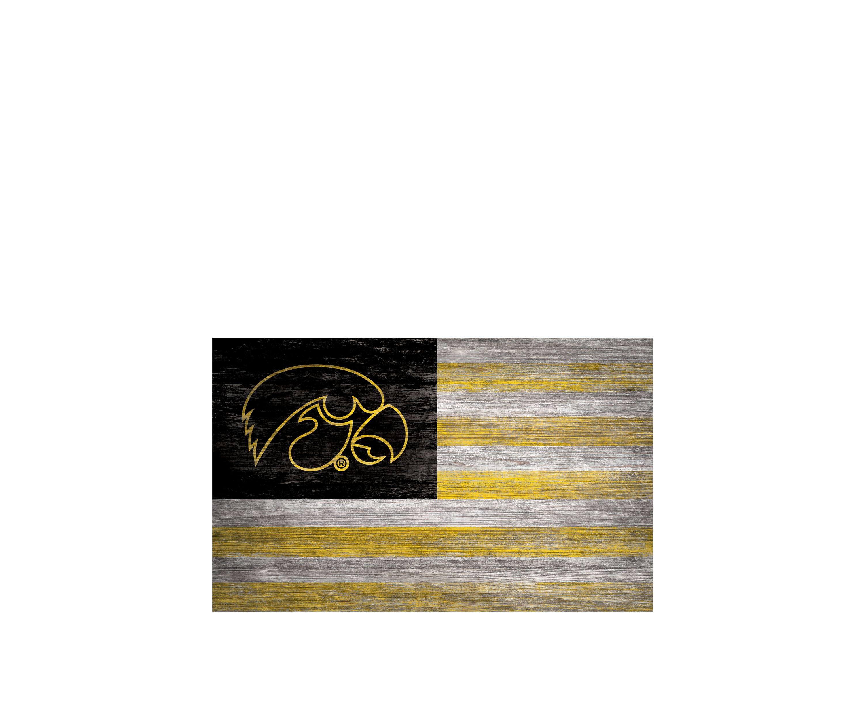 NCAA Iowa Hawkeyes 11 in x 19 in Distressed Flag 