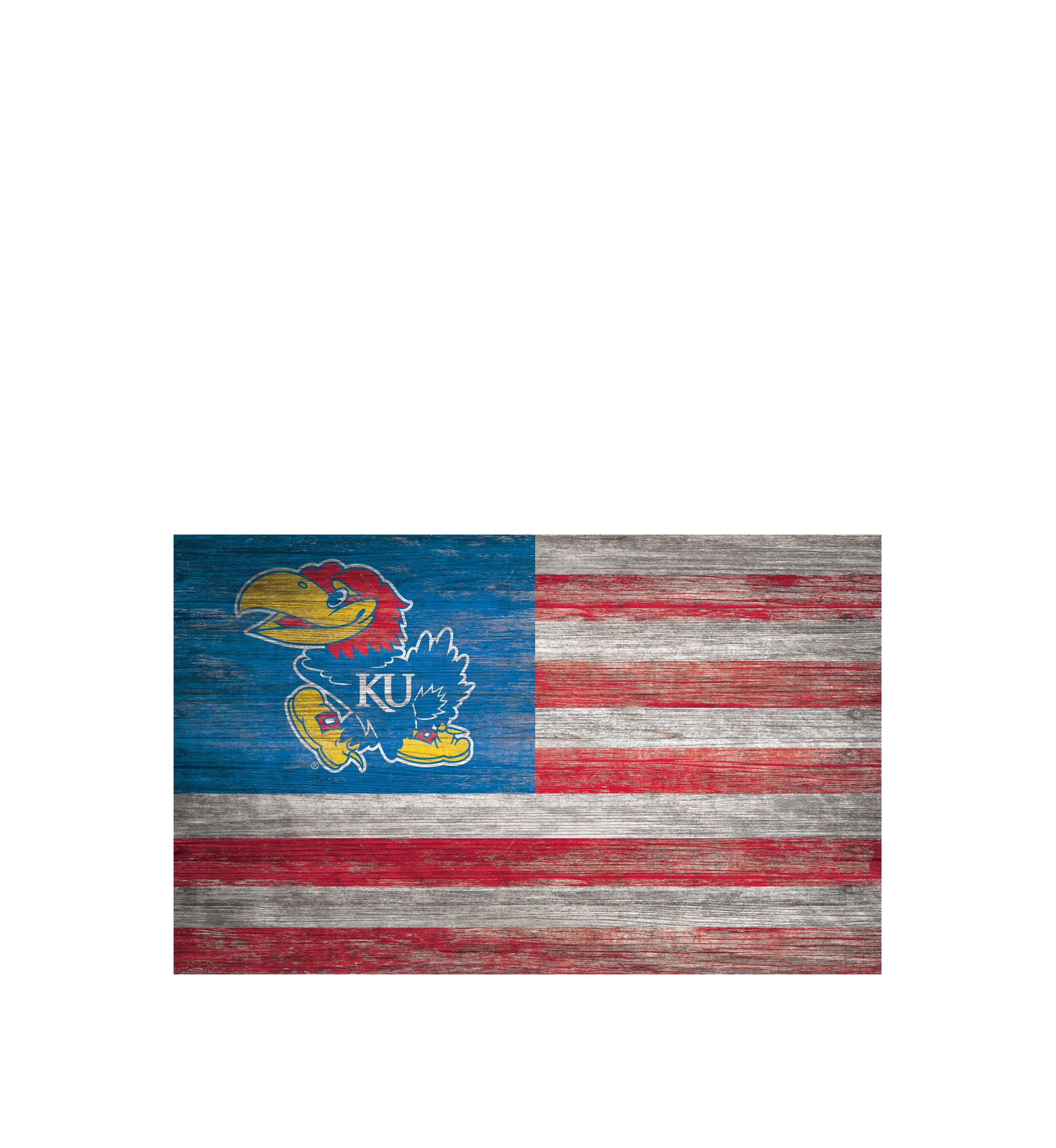 NCAA Kansas Jayhawks 11 in x 19 in Distressed Flag
