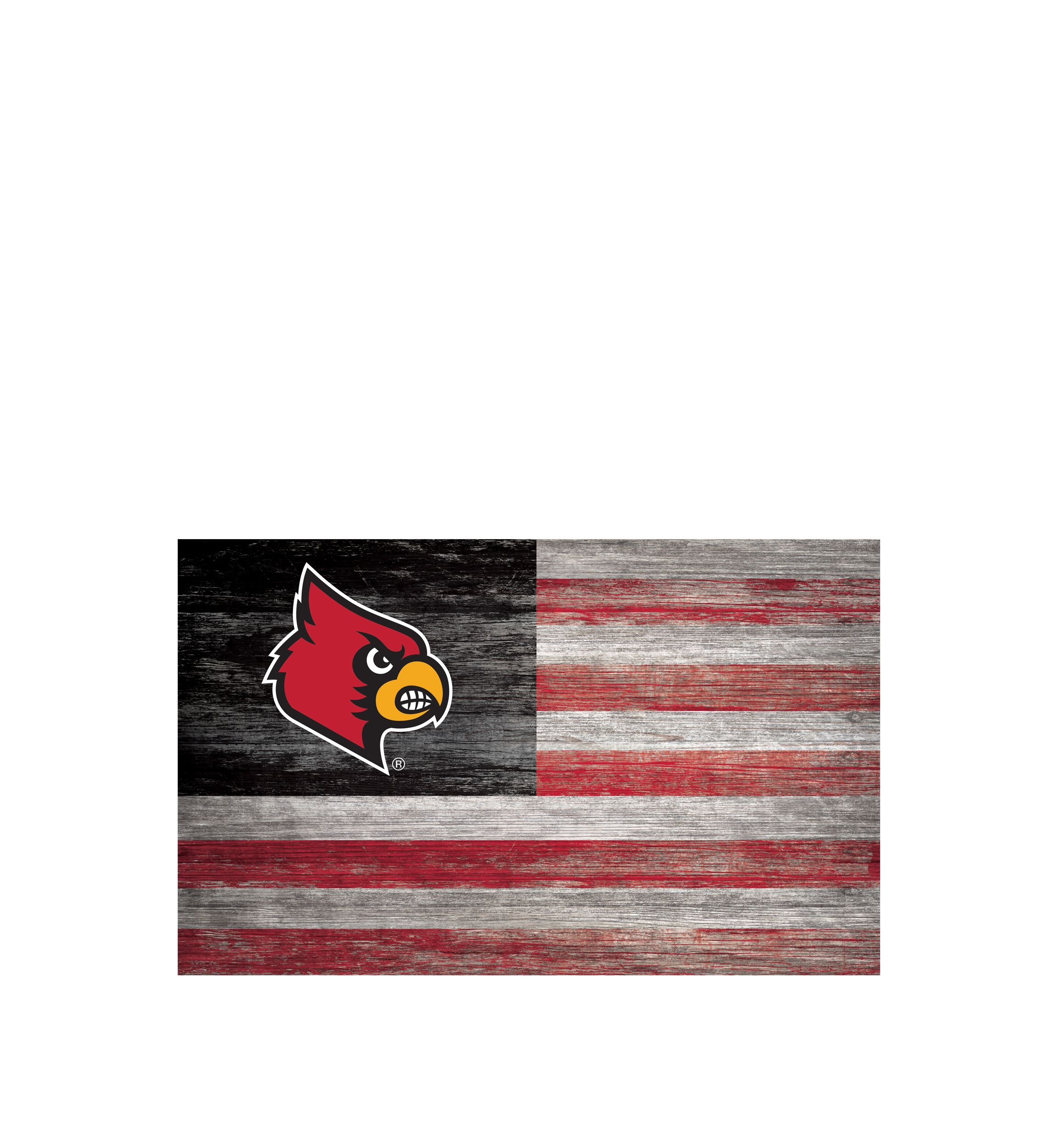 NCAA Louisville Cardinals 11 in x 19 in Distressed Flag 