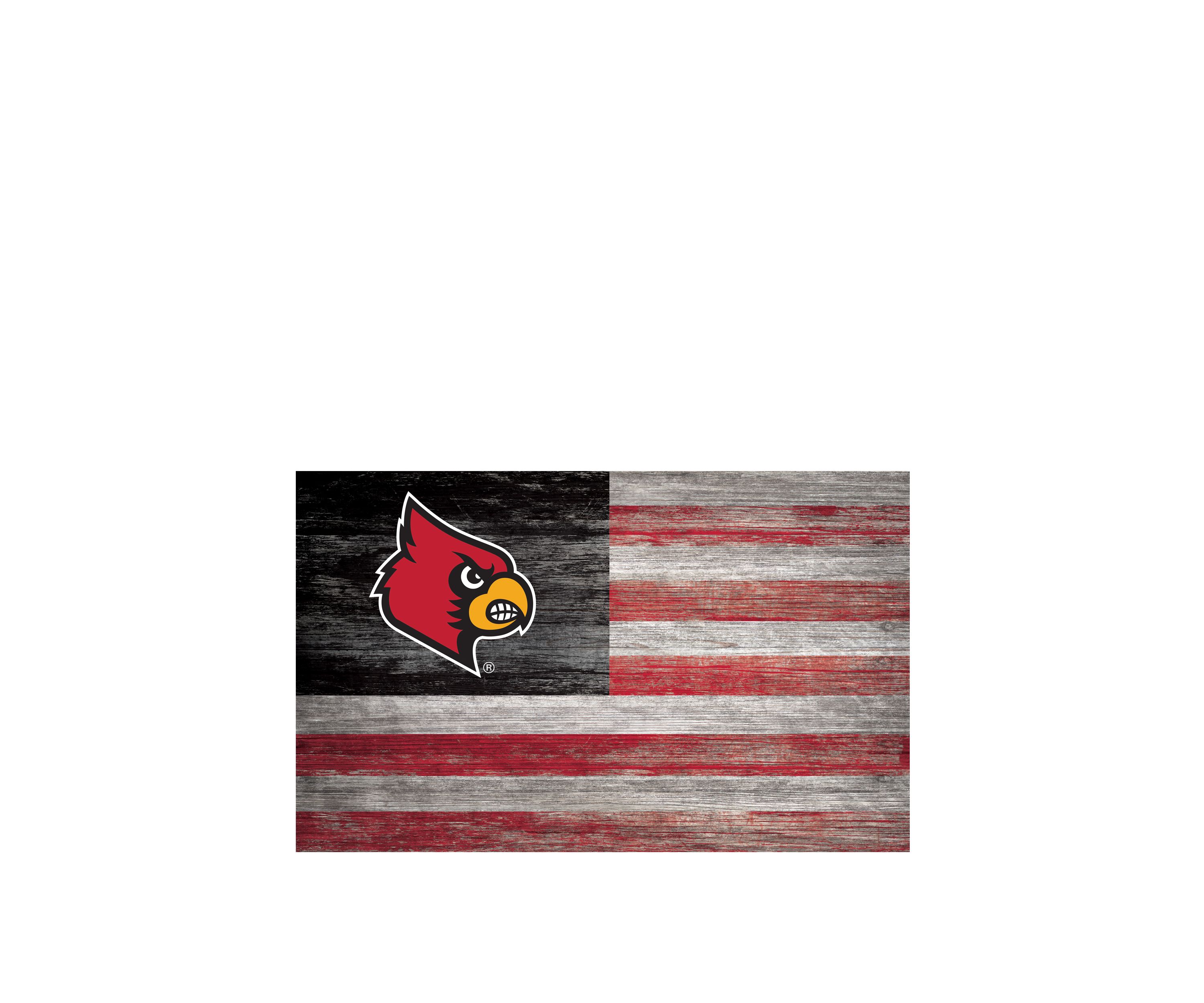NCAA Louisville Cardinals 11 in x 19 in Distressed Flag 