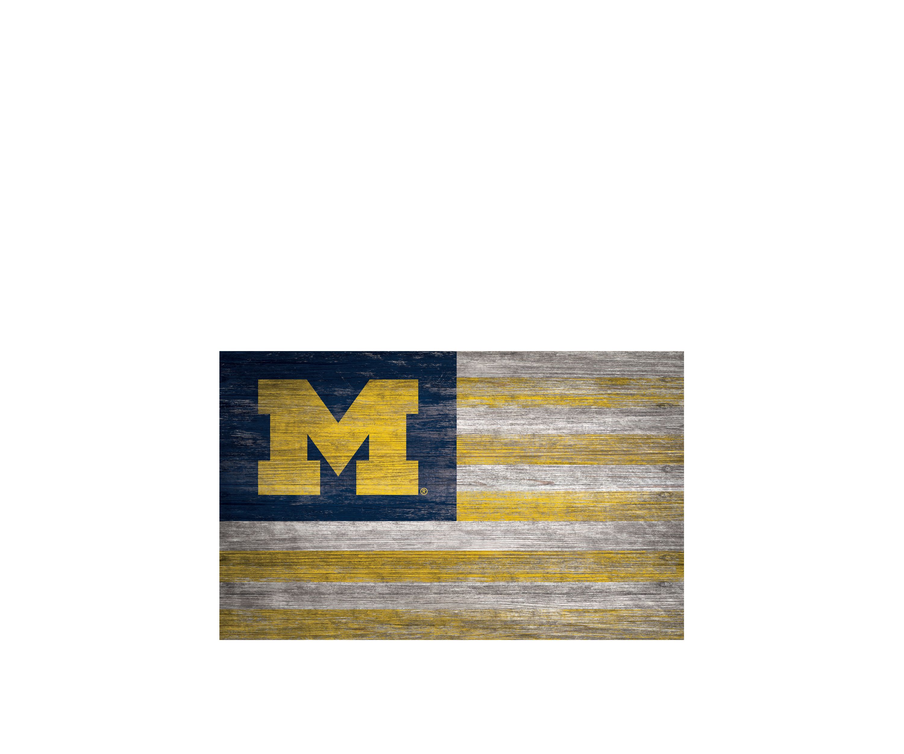  NCAA Michigan Wolverines 11 in x 19 in Distressed Flag 