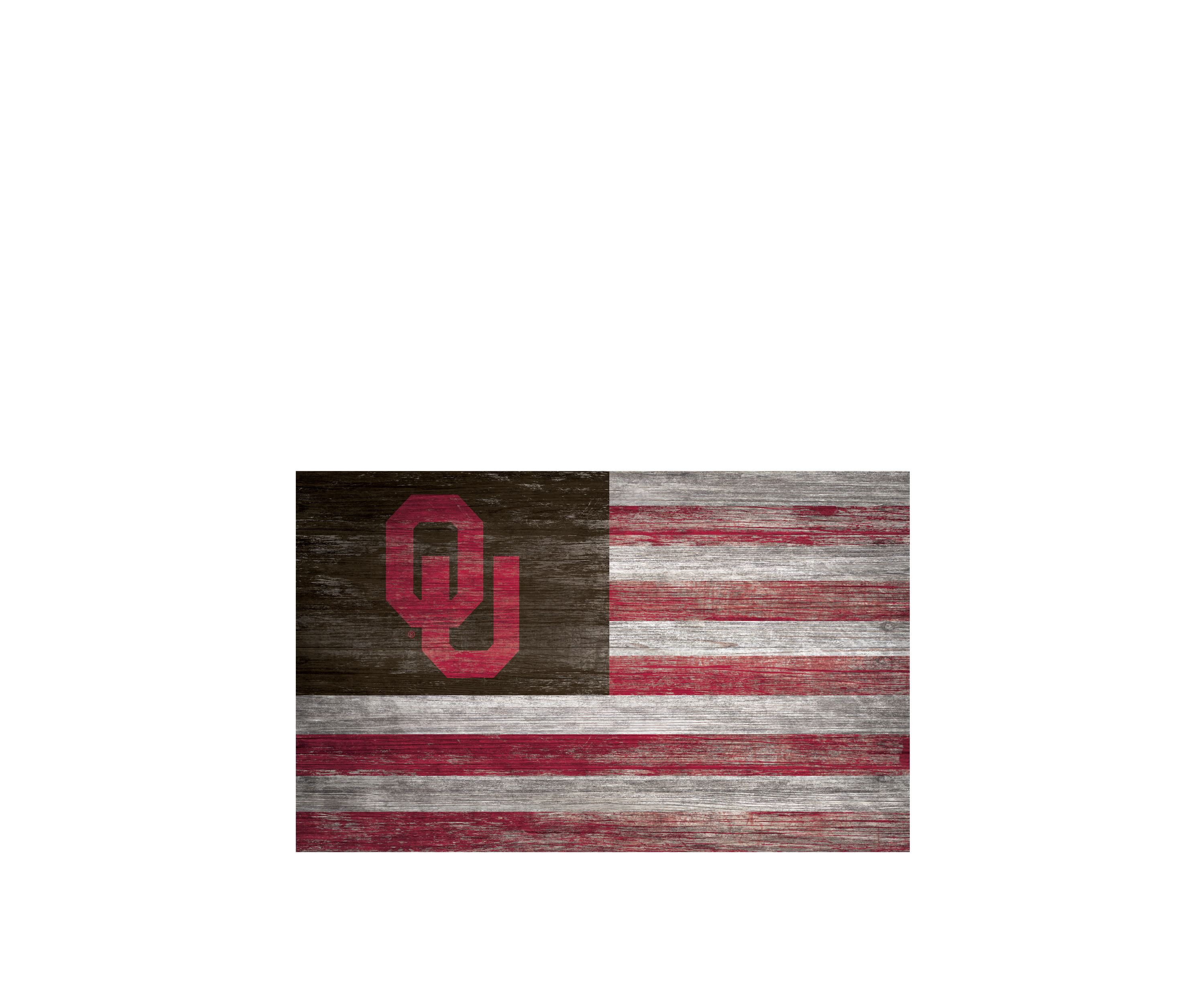 NCAA University of Oklahoma Sooners 11 in x 19 in Distressed Flag