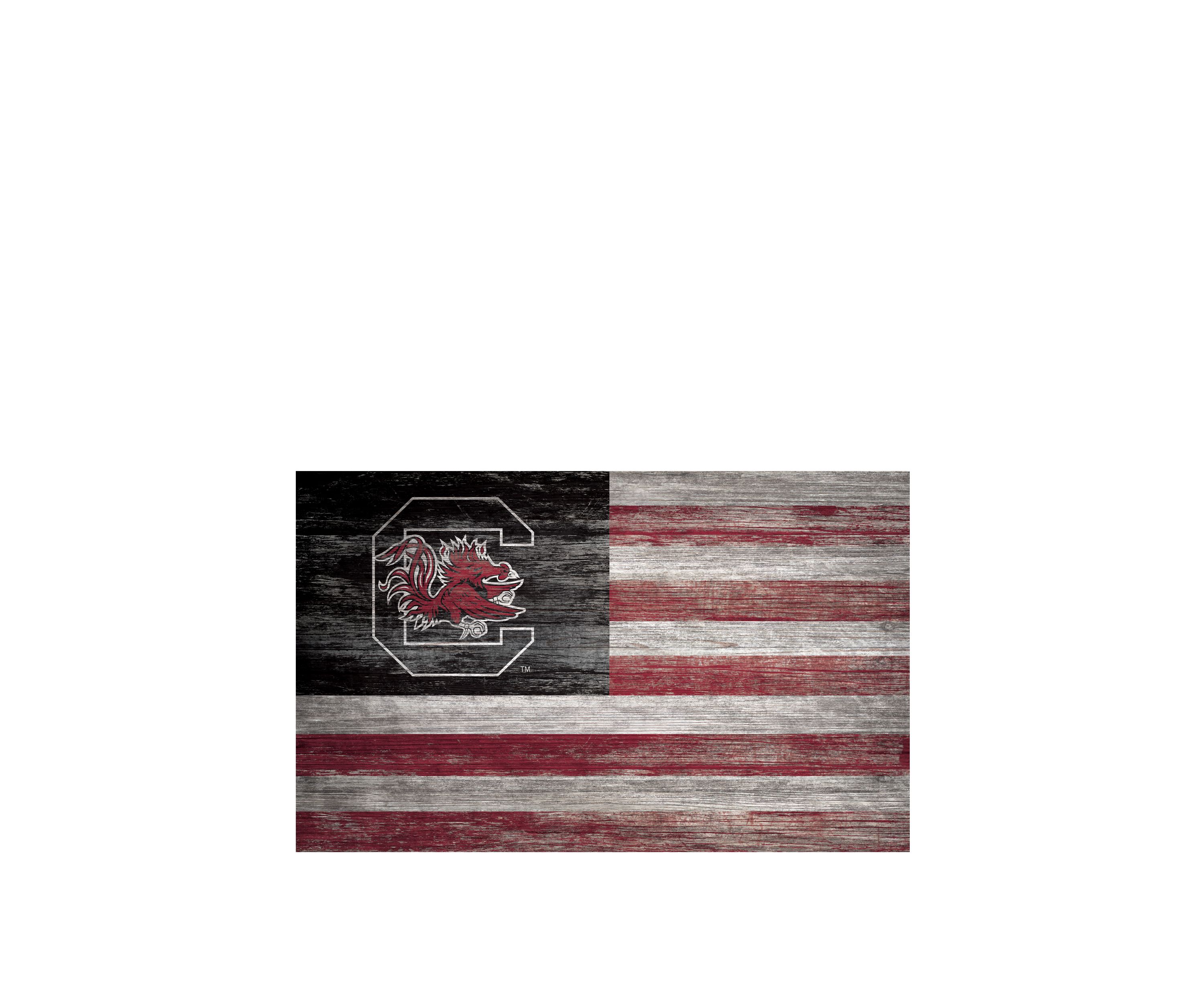  NCAA South Carolina Gamecocks 11 in x 19 in Distressed Flag Sign 
