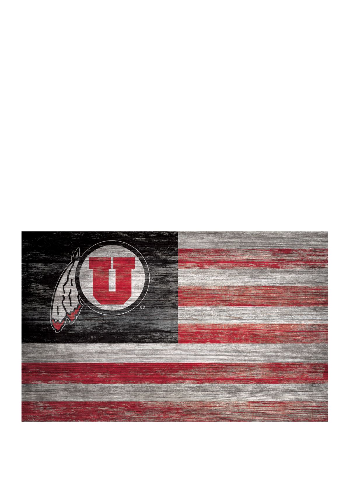 NCAA Utah Utes 11 in x 19 in Distressed Flag Sign 