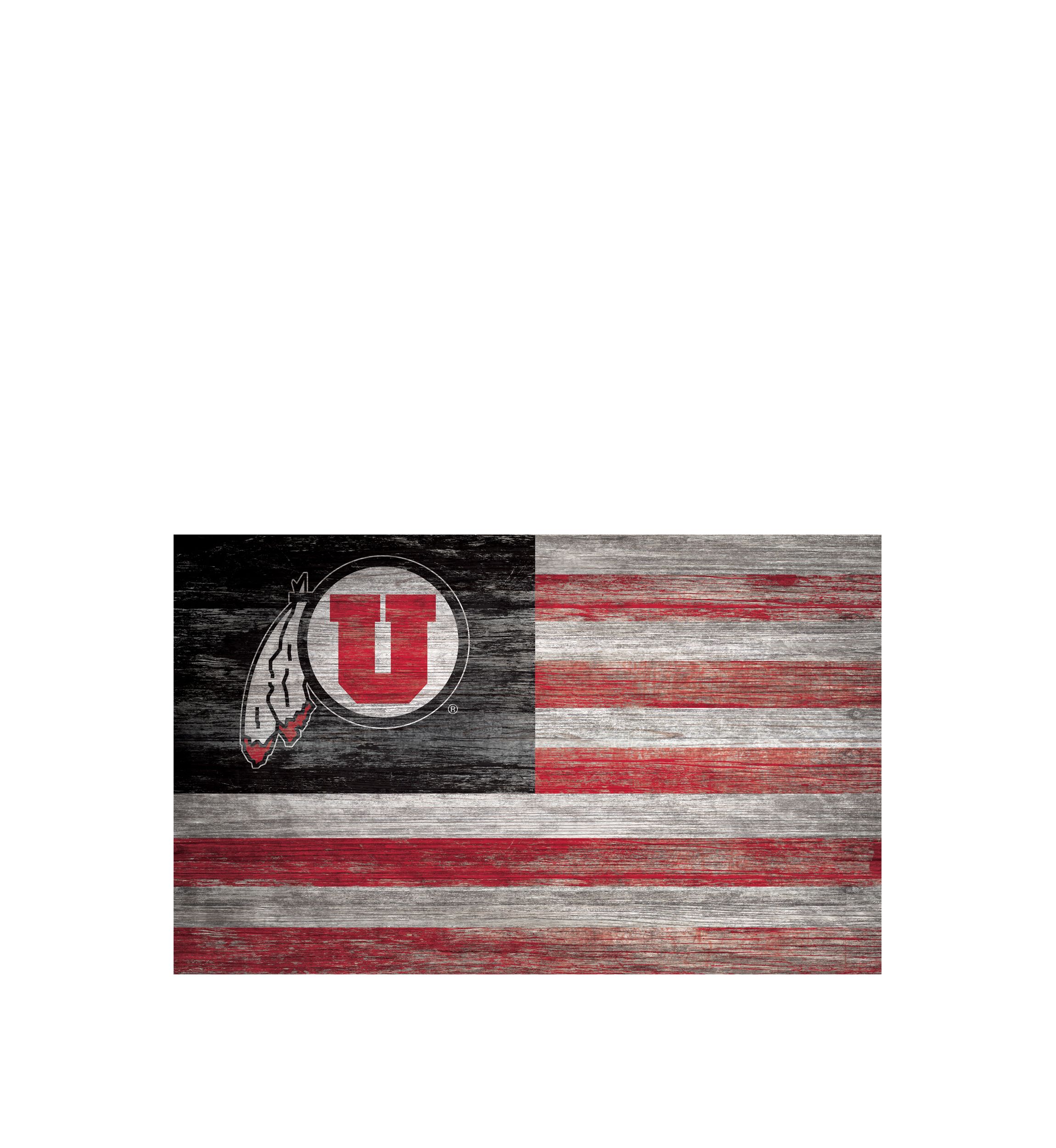 NCAA Utah Utes 11 in x 19 in Distressed Flag Sign 