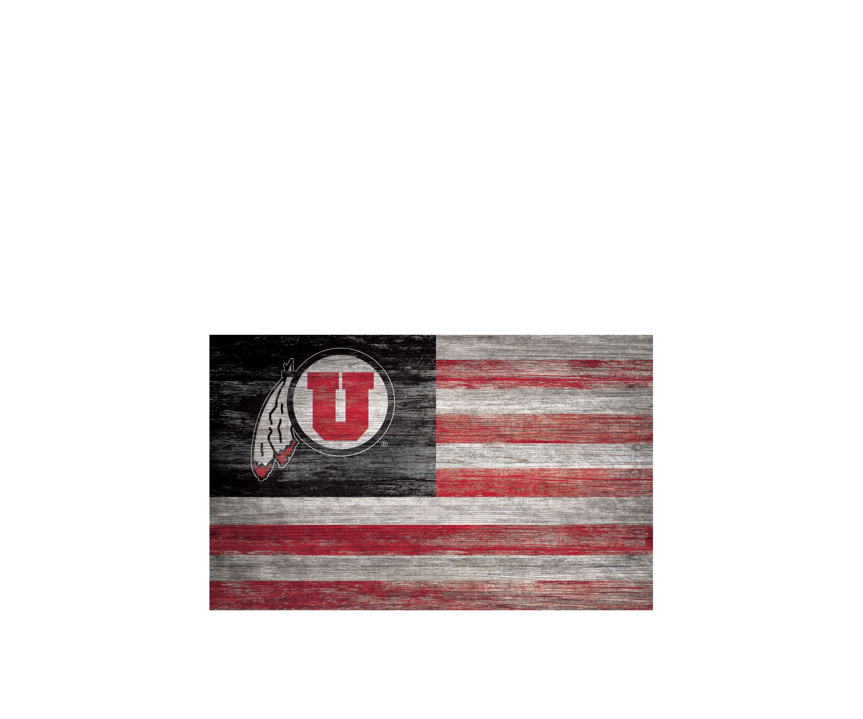 NCAA Utah Utes 11 in x 19 in Distressed Flag Sign 