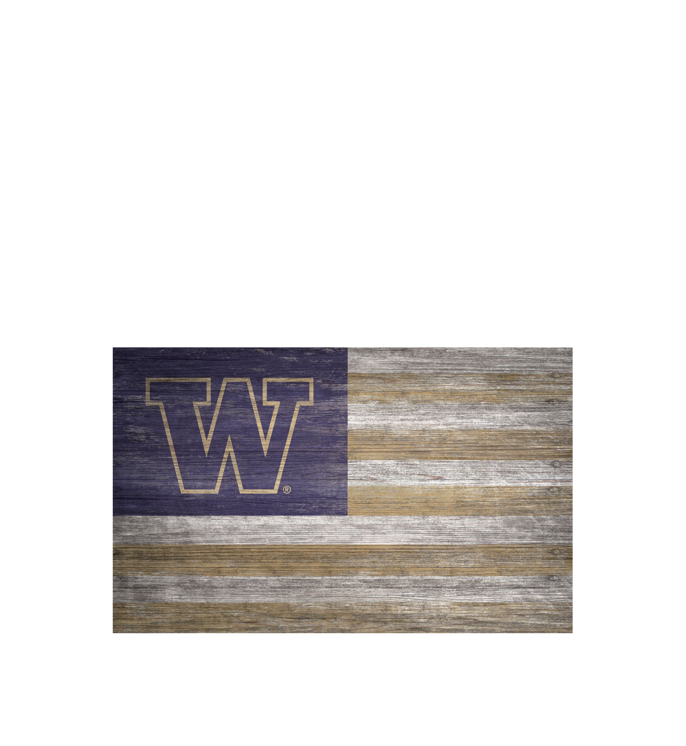 NCAA Washington Huskies 11 in x 19 in Distressed Flag Sign