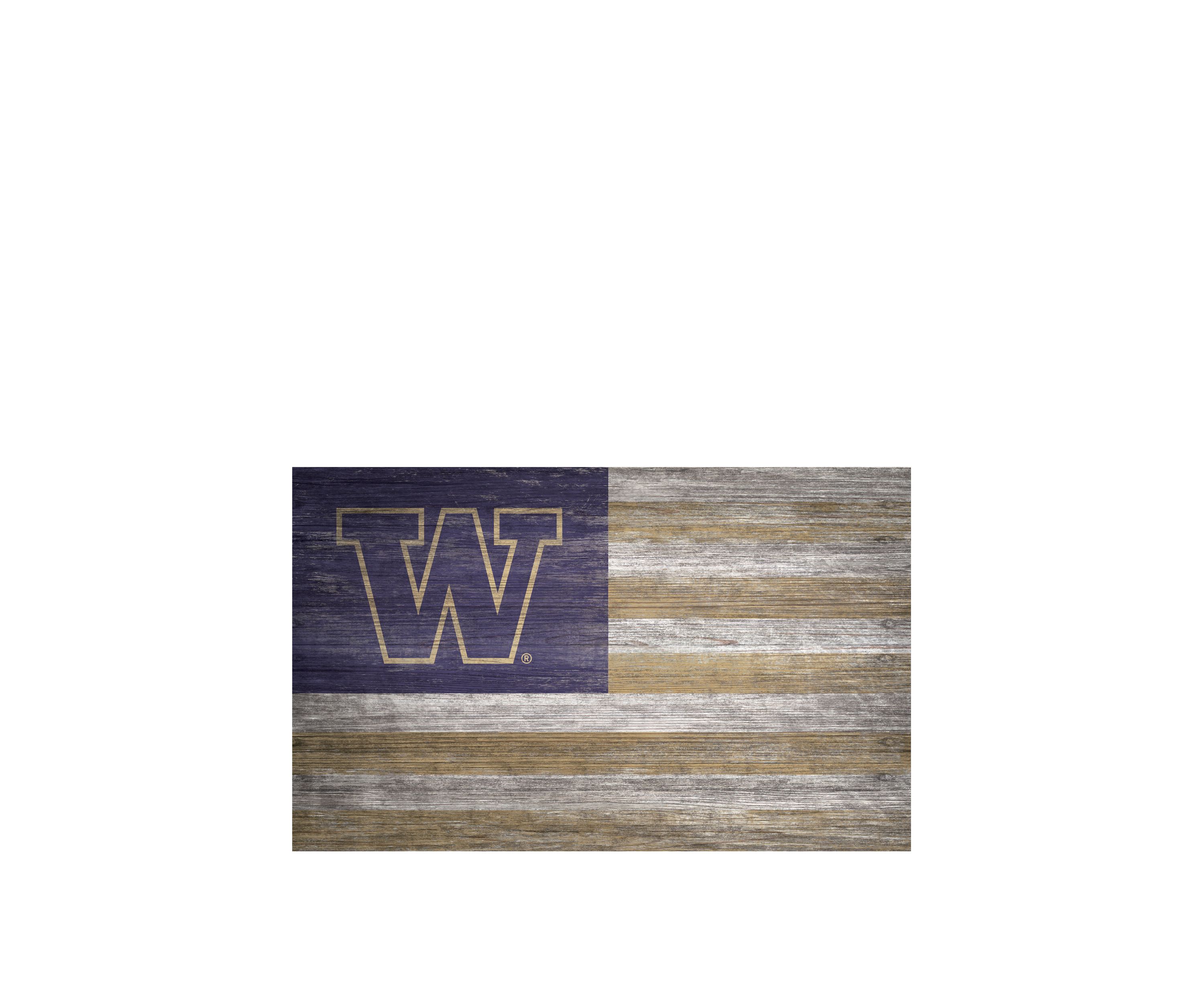 NCAA Washington Huskies 11 in x 19 in Distressed Flag Sign