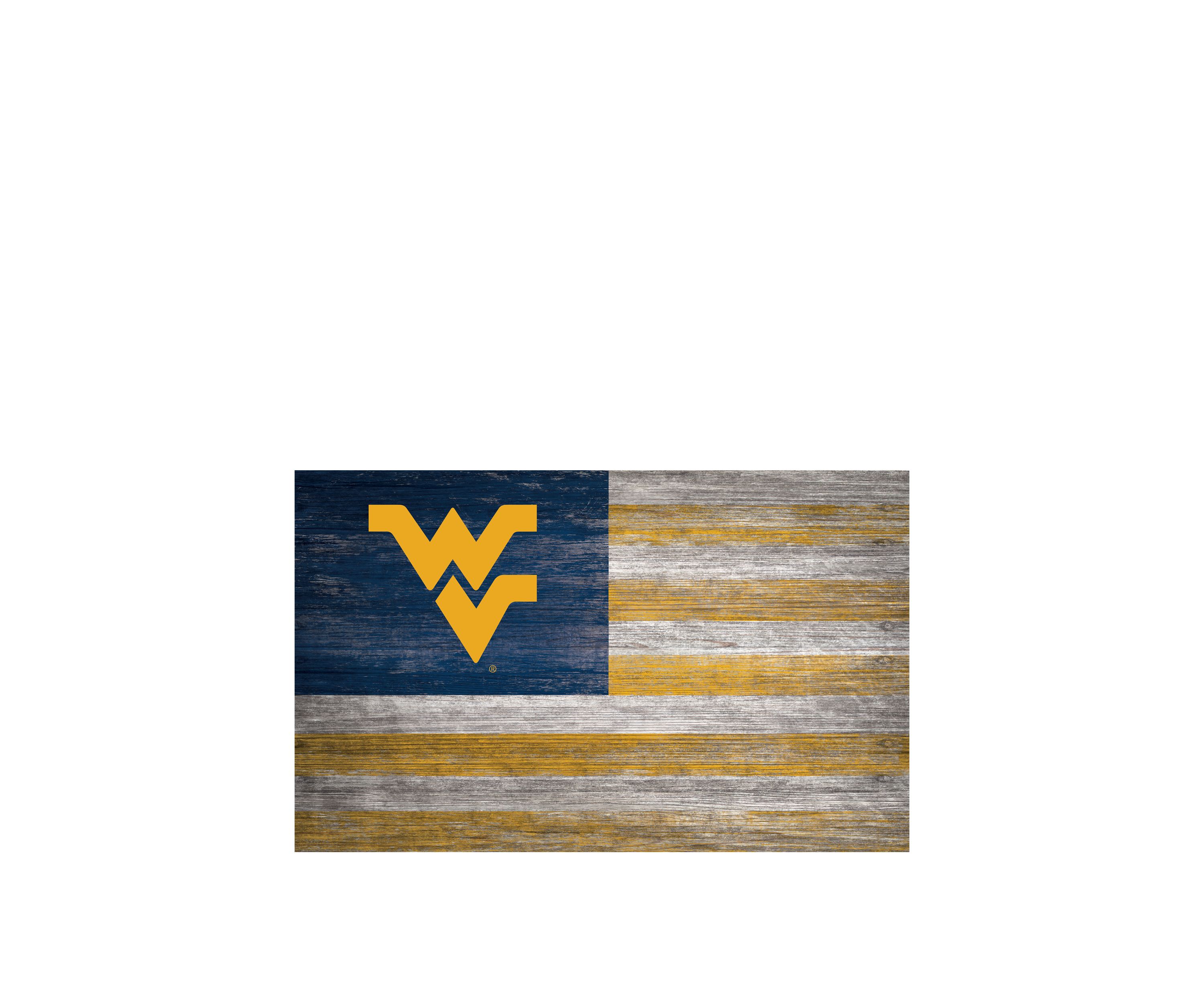 NCAA West Virginia Mountaineers 11 in x 19 in Distressed Flag Sign
