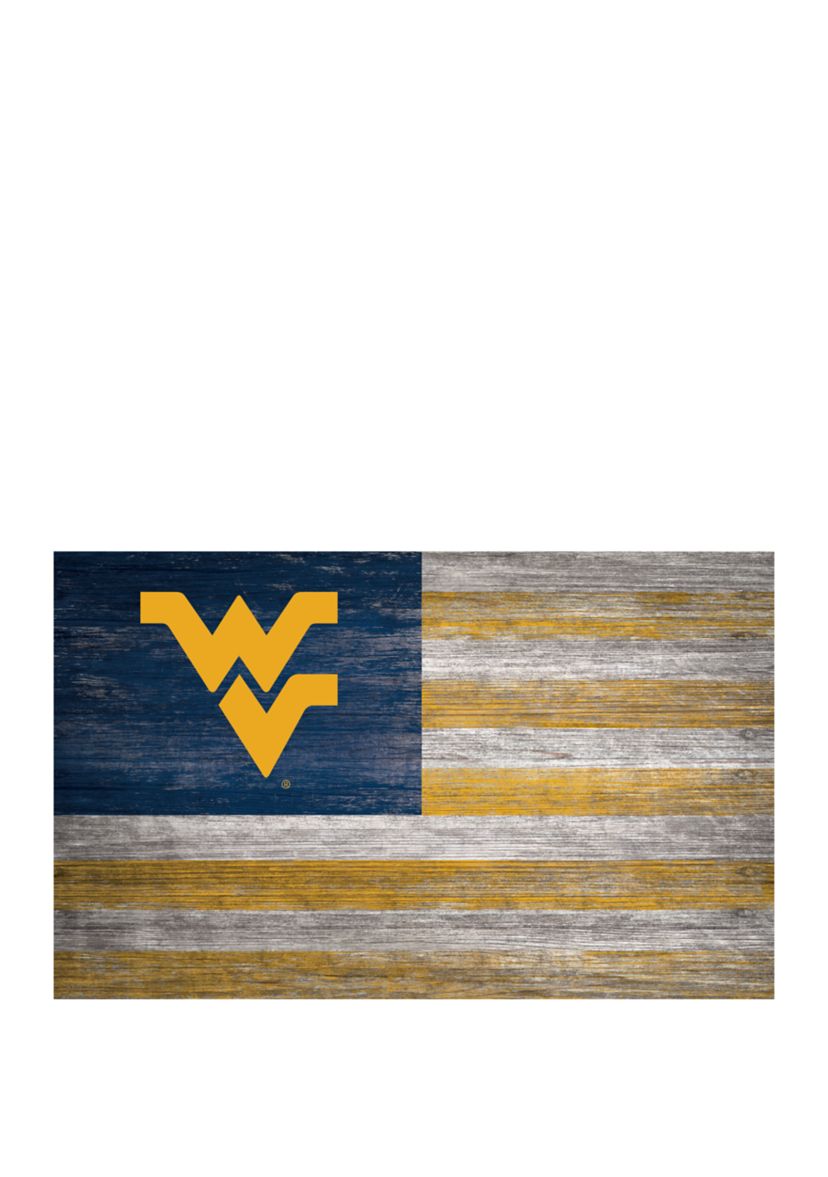 NCAA West Virginia Mountaineers 11 in x 19 in Distressed Flag Sign