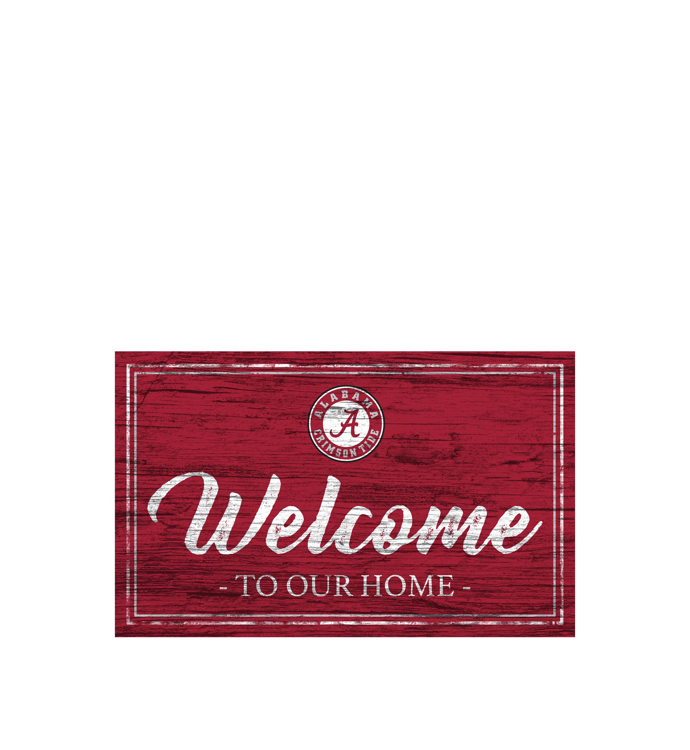 NCAA University of Alabama Crimson Tide 11 in x 19 in Team Color Welcome Sign