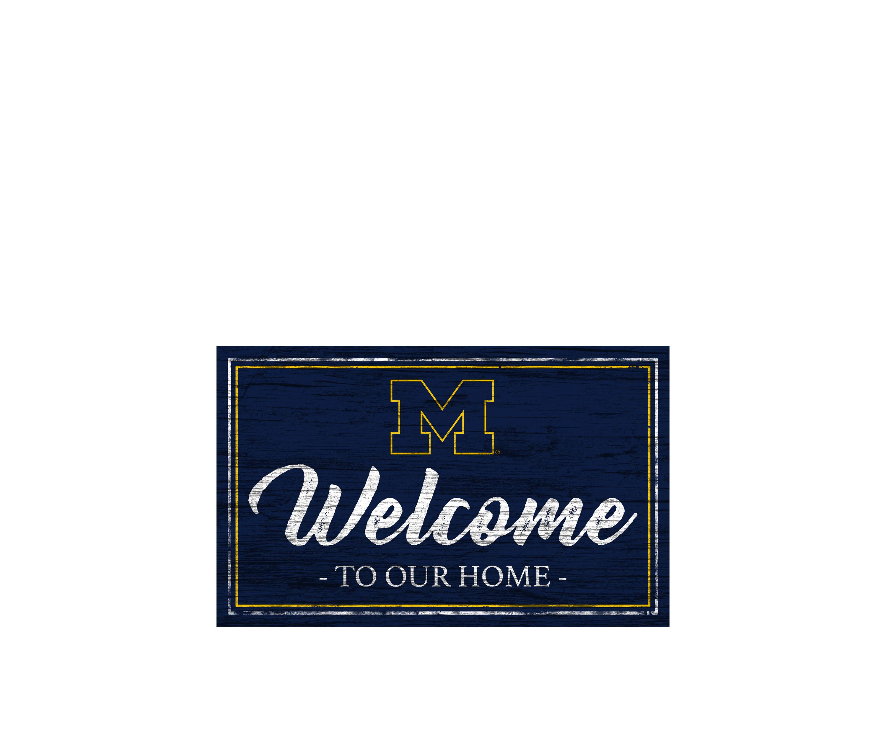NCAA University of Michigan Wolverines  11 in x 19 in Team Color Welcome  Sign