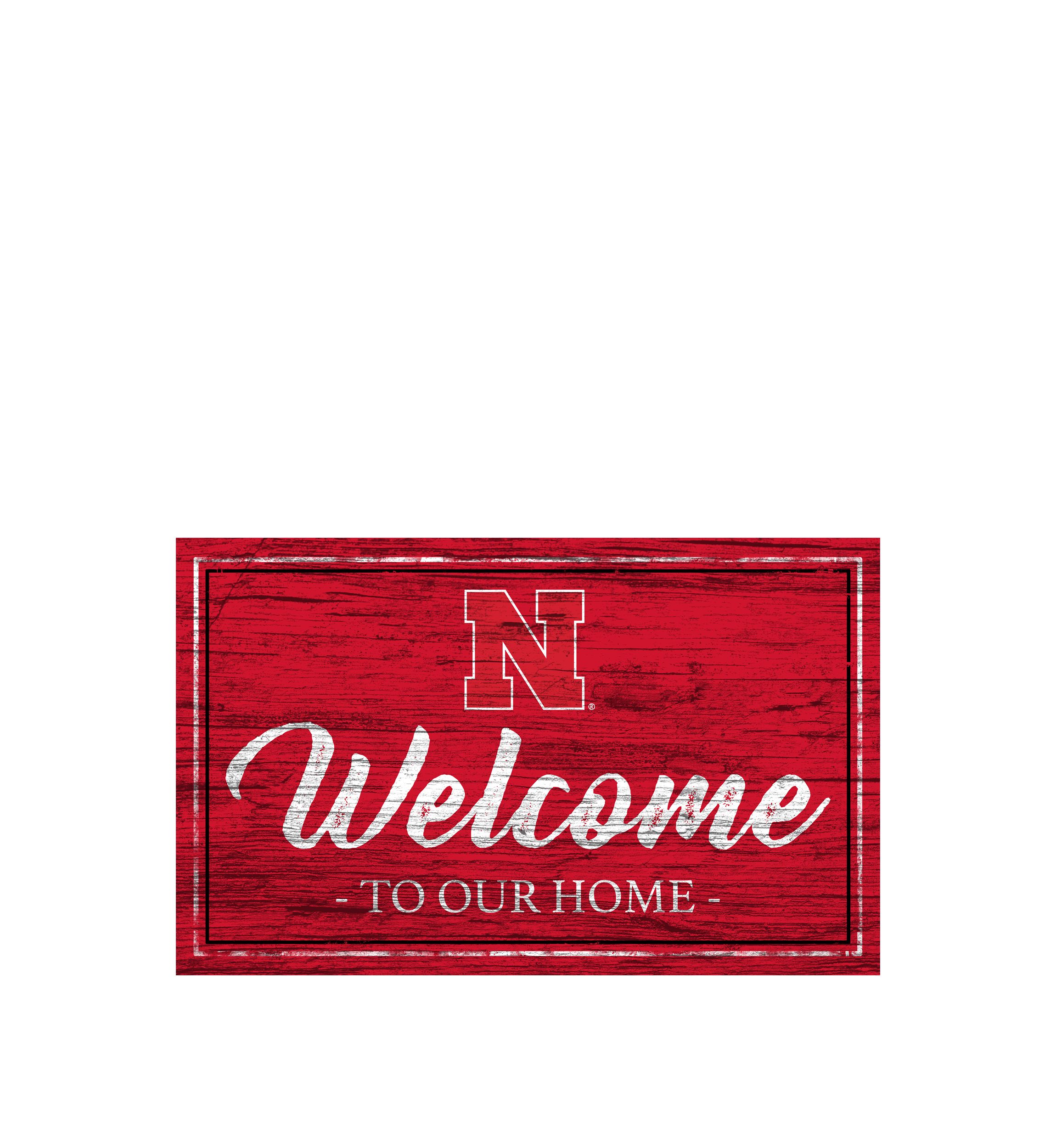NCAA University of Nebraska Cornhuskers  11 in x 19 in Team Color Welcome  Sign