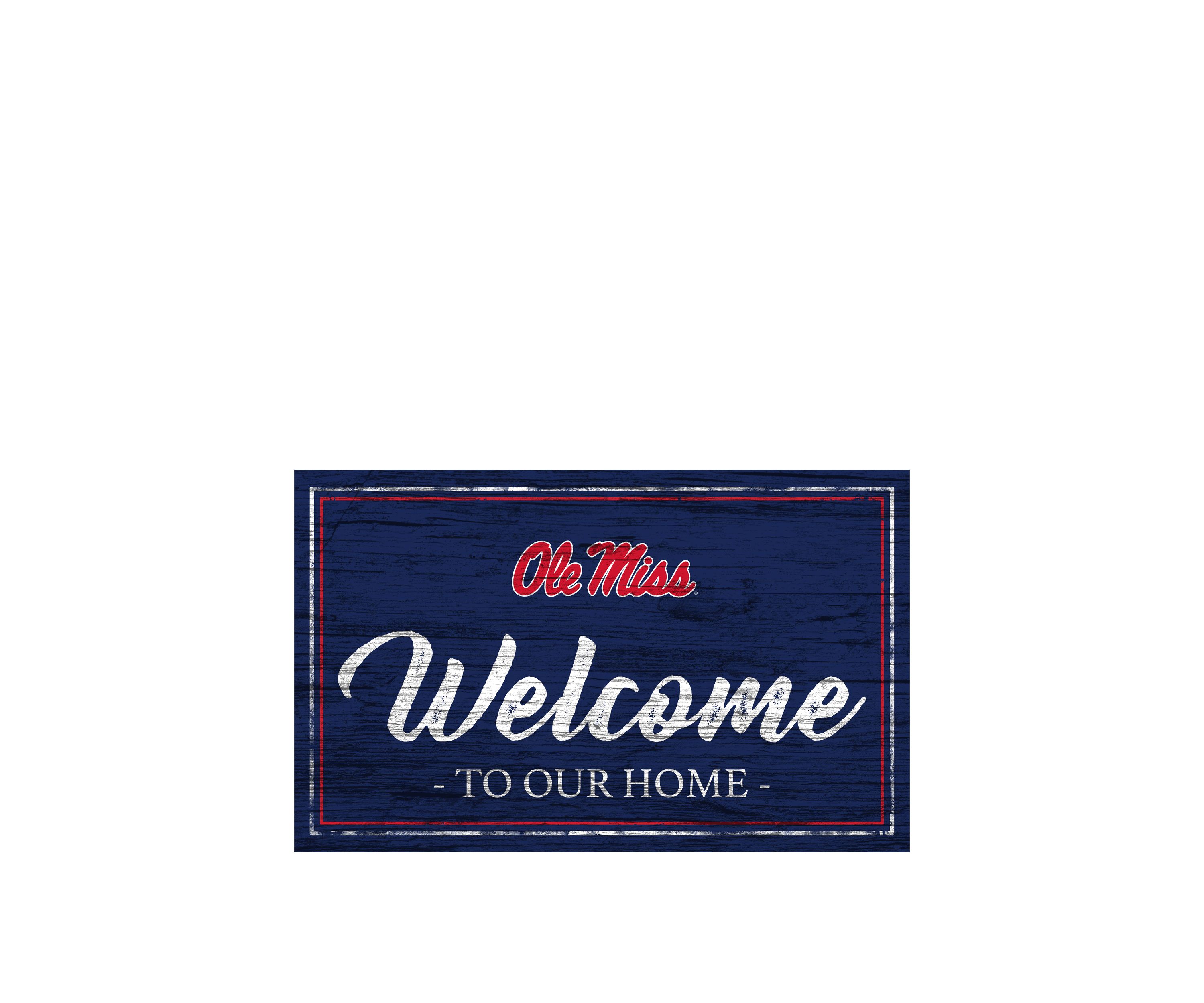 NCAA Ole Miss Rebels  11 Inch x 19 Inch Team Color Welcome Sign