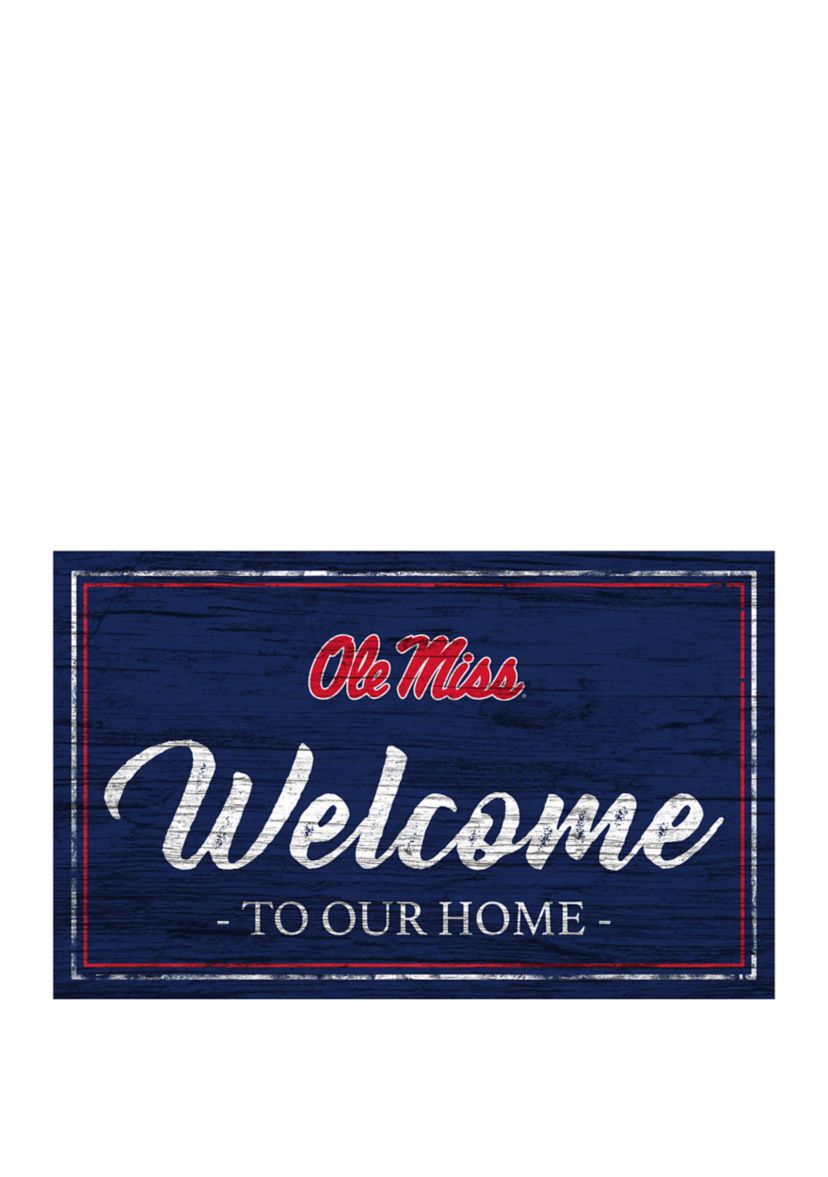 NCAA Ole Miss Rebels  11 Inch x 19 Inch Team Color Welcome Sign