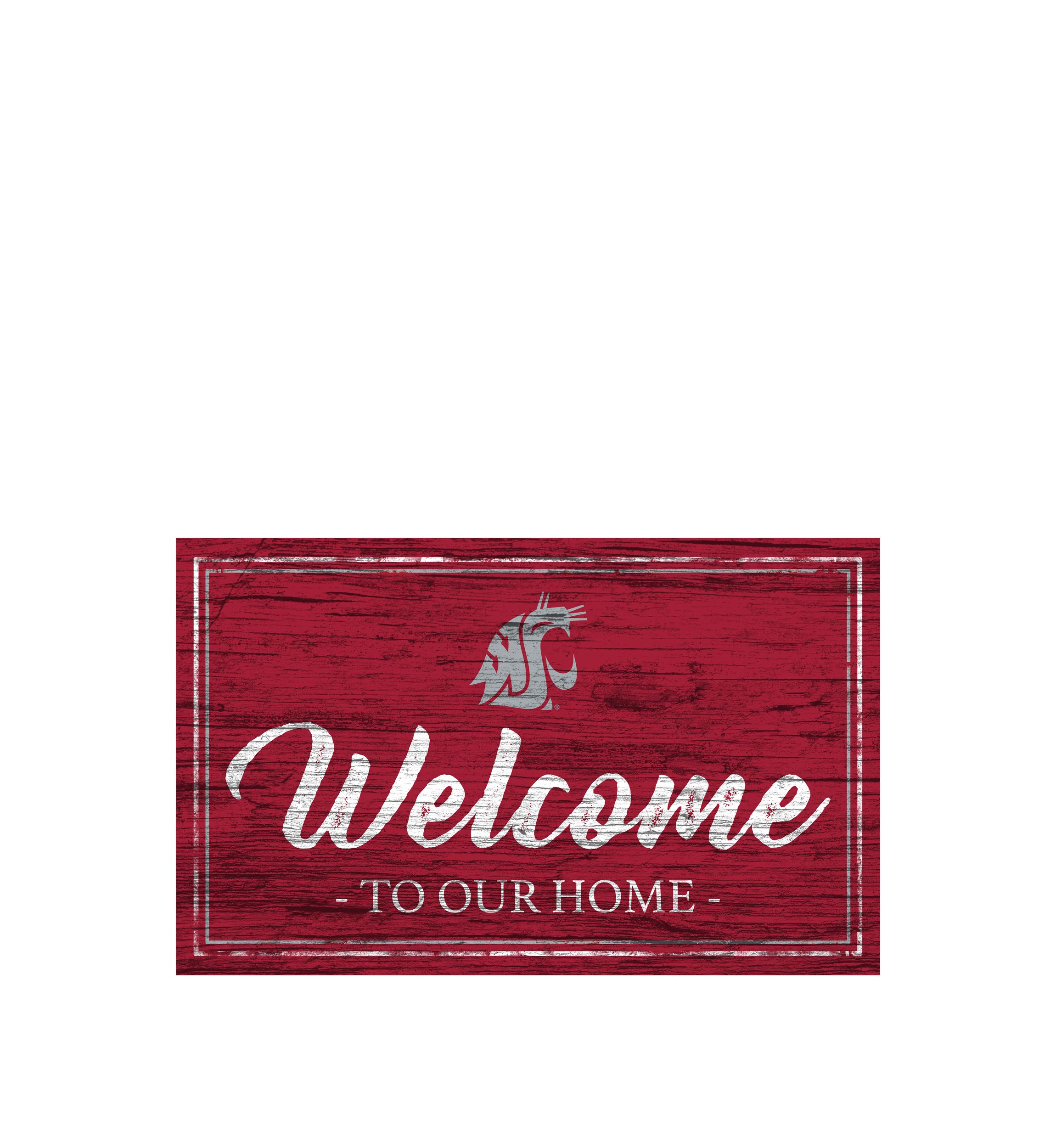 NCAA Washington State Cougars 11 in x 19 in Team Color Welcome Sign