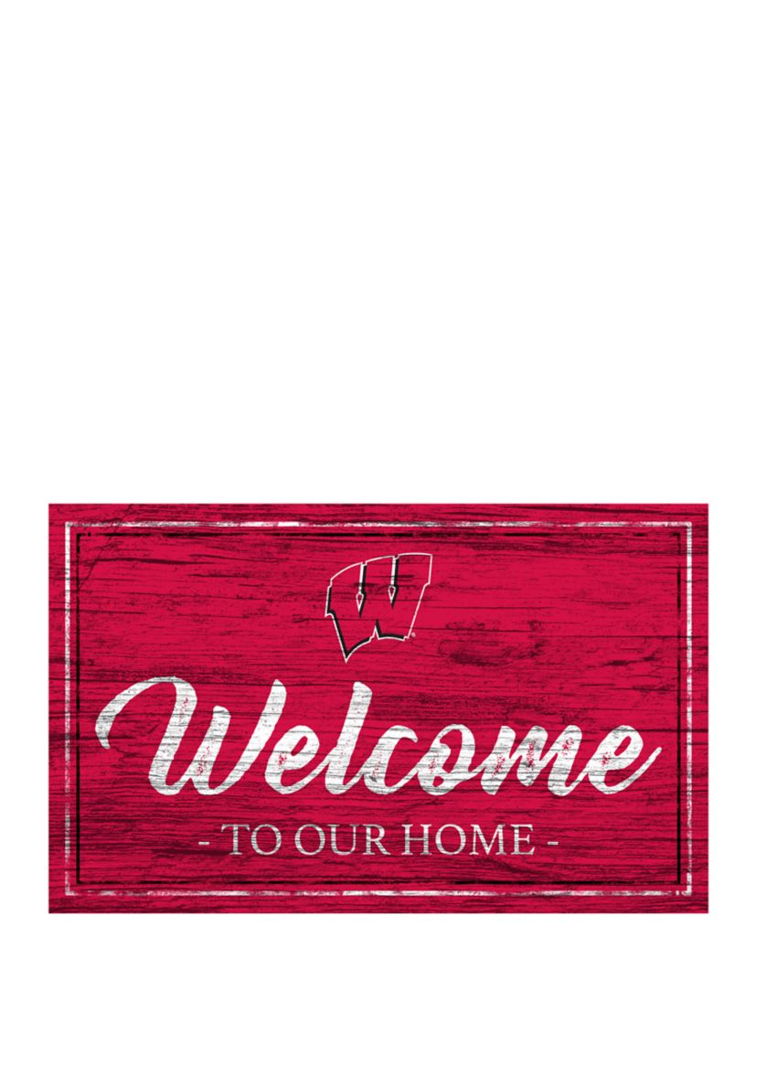 NCAA University of Wisconsin Badgers 11 in x 19 in Team Color Welcome Sign