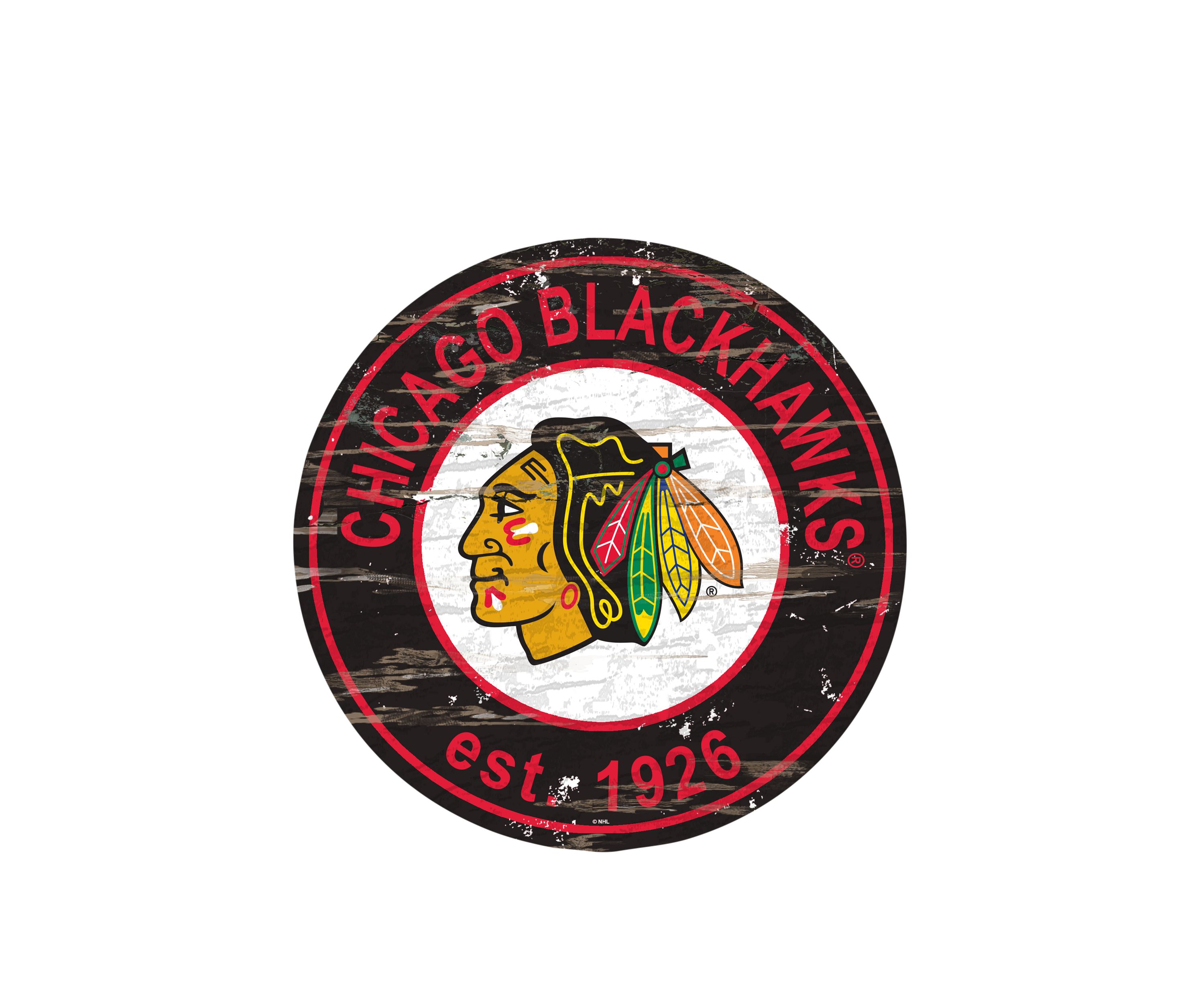 NHL Chicago Blackhawks Distressed Round Sign