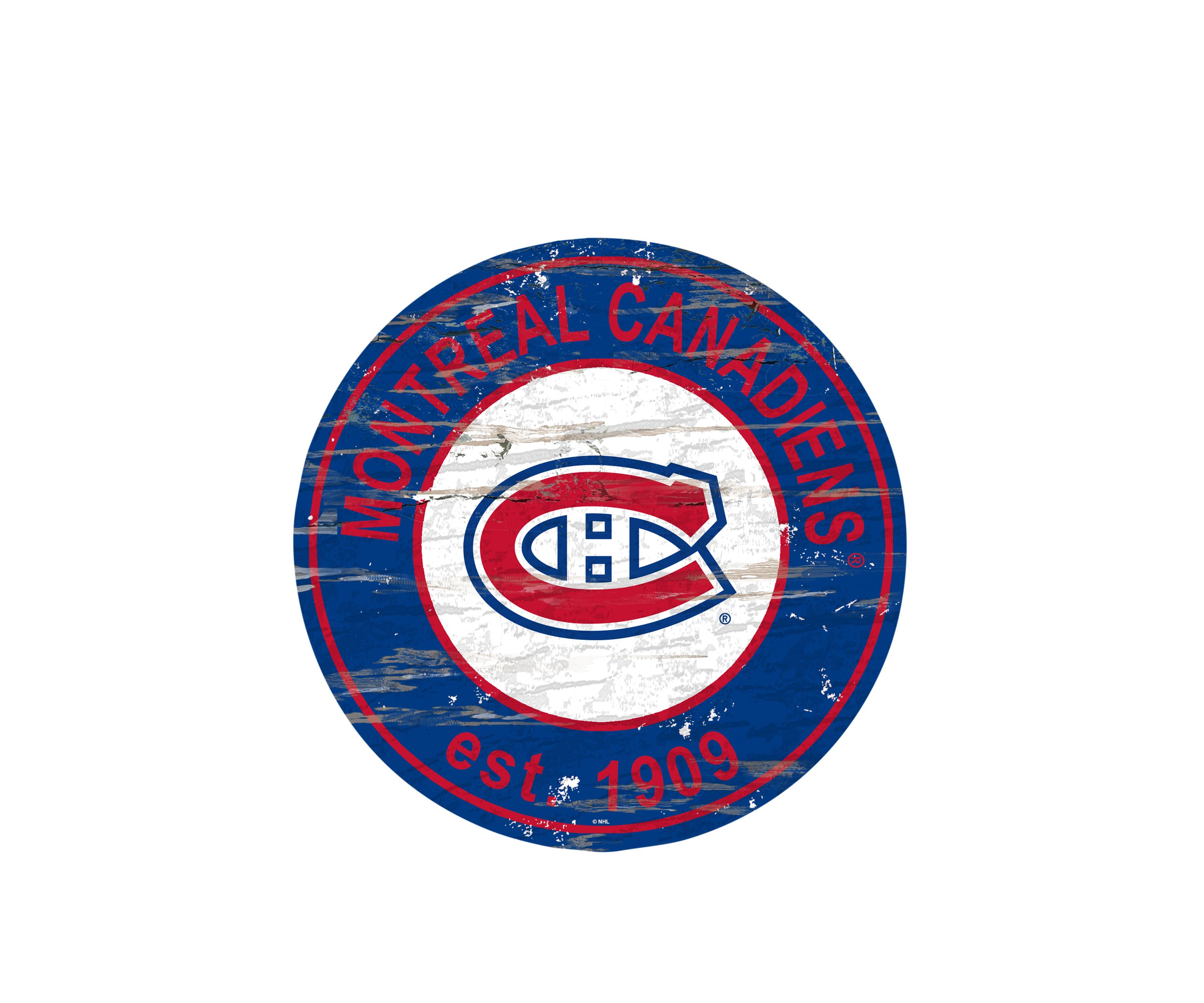 NHL Montreal Canadiens Distressed Round Sign