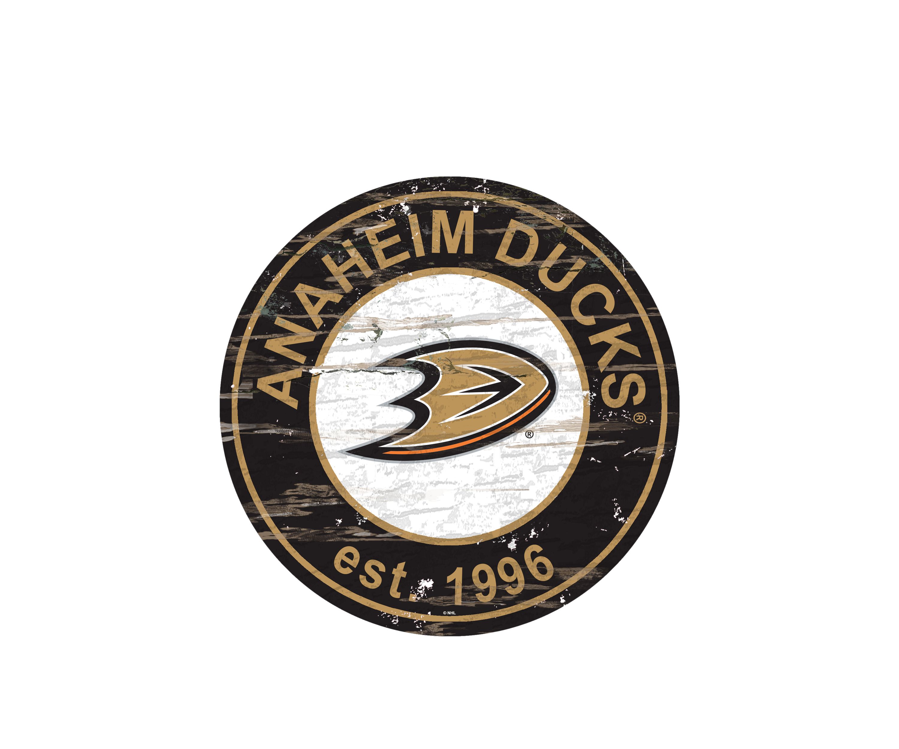 NHL Anaheim Ducks Distressed Round Sign