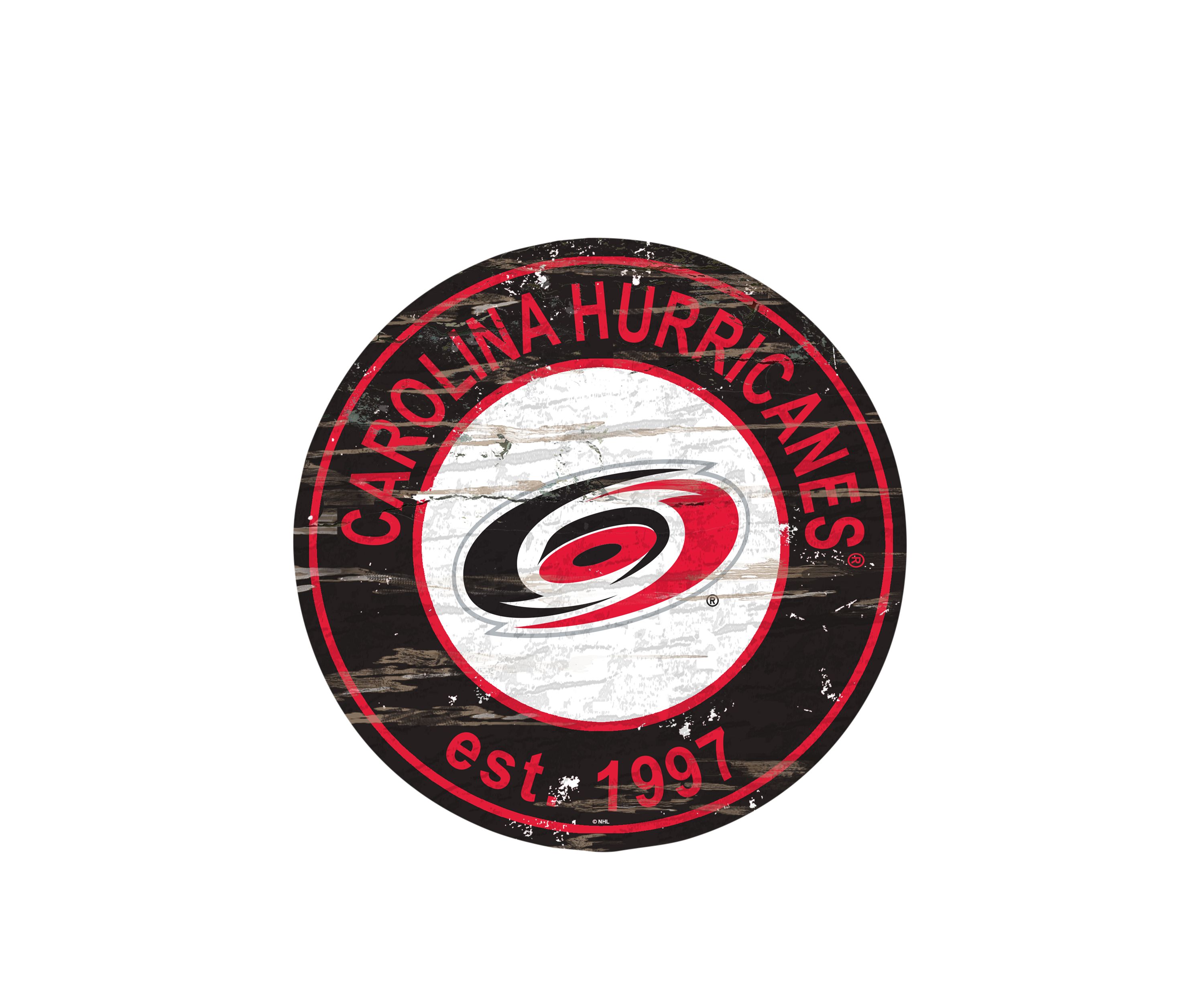 NHL Carolina Hurricanes Distressed Round Sign