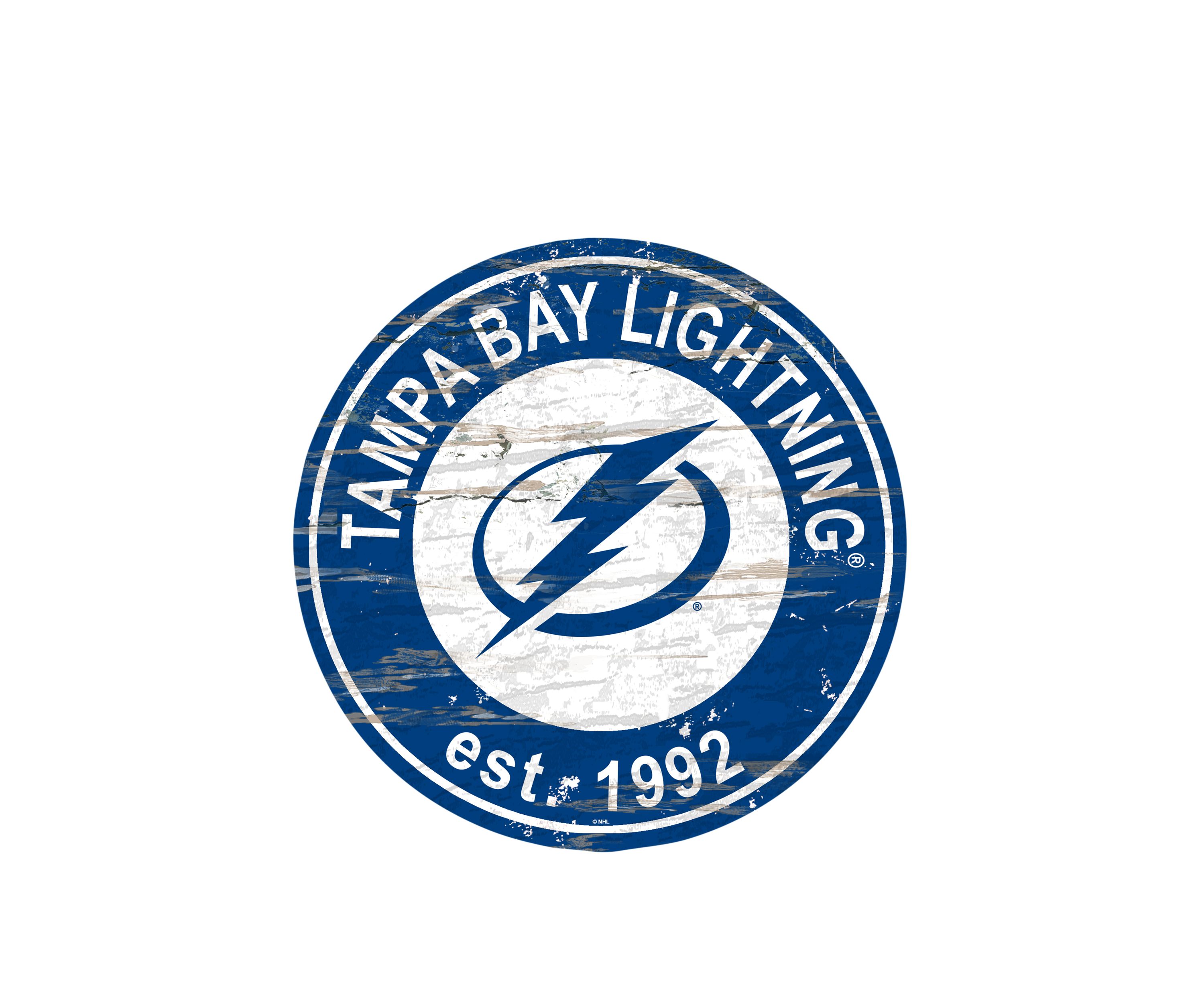 NHL Tampa Bay Lightning Distressed Round Sign