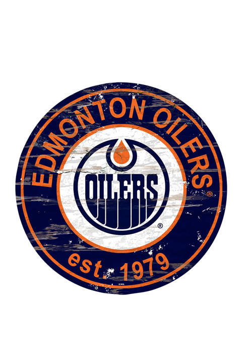 NHL Edmonton Oilers Distressed Round Sign