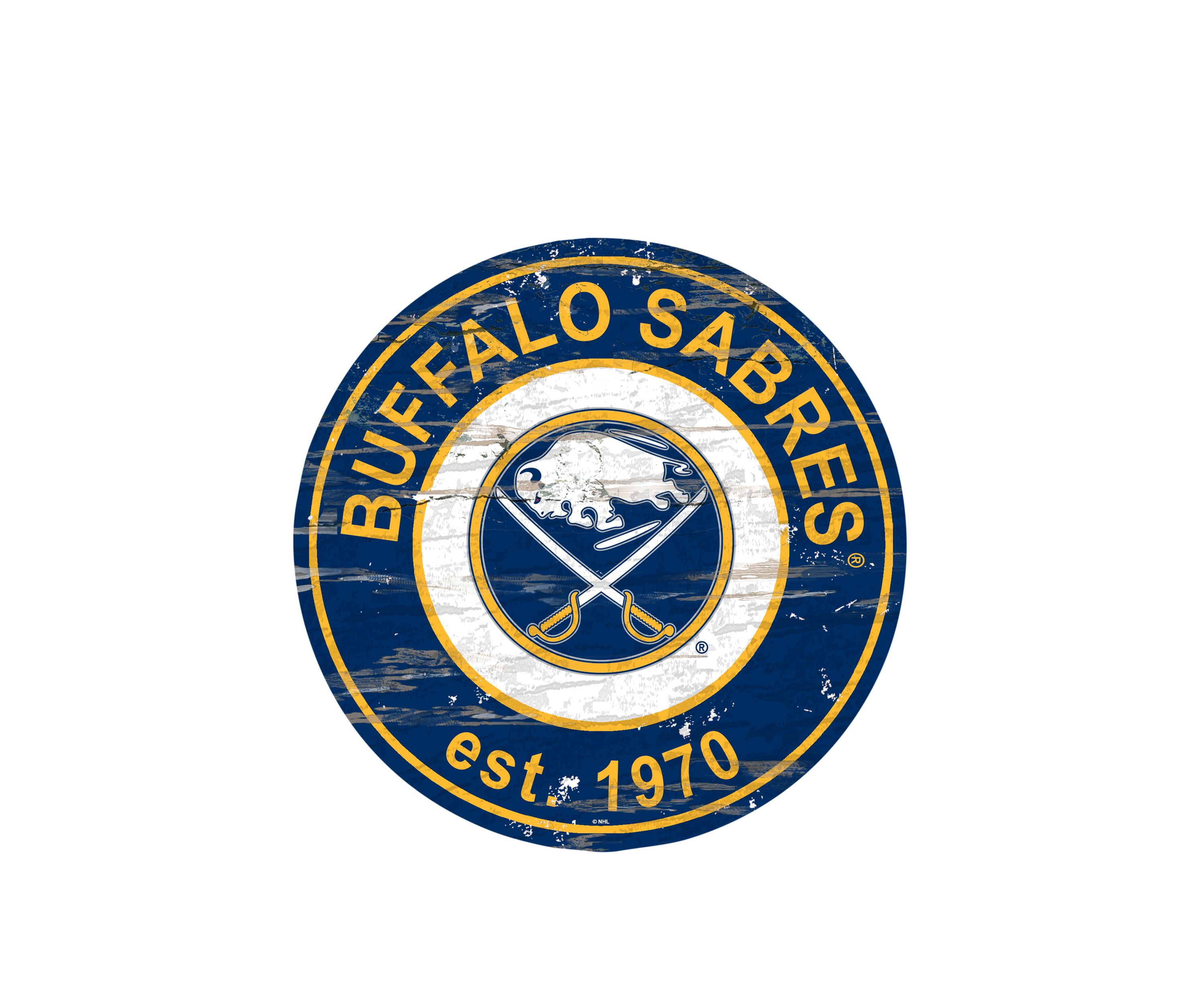 NHL Buffalo Sabres Distressed Round Sign