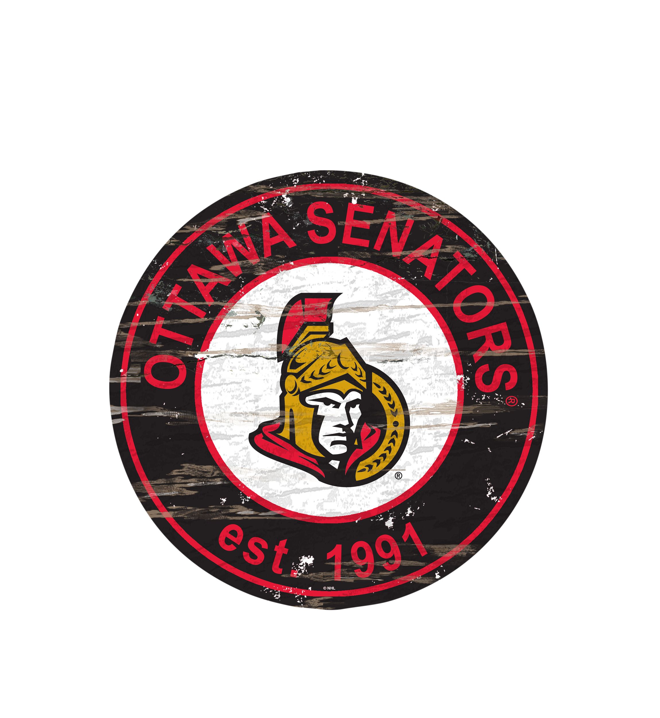 NHL Ottawa Senators Distressed Round Sign