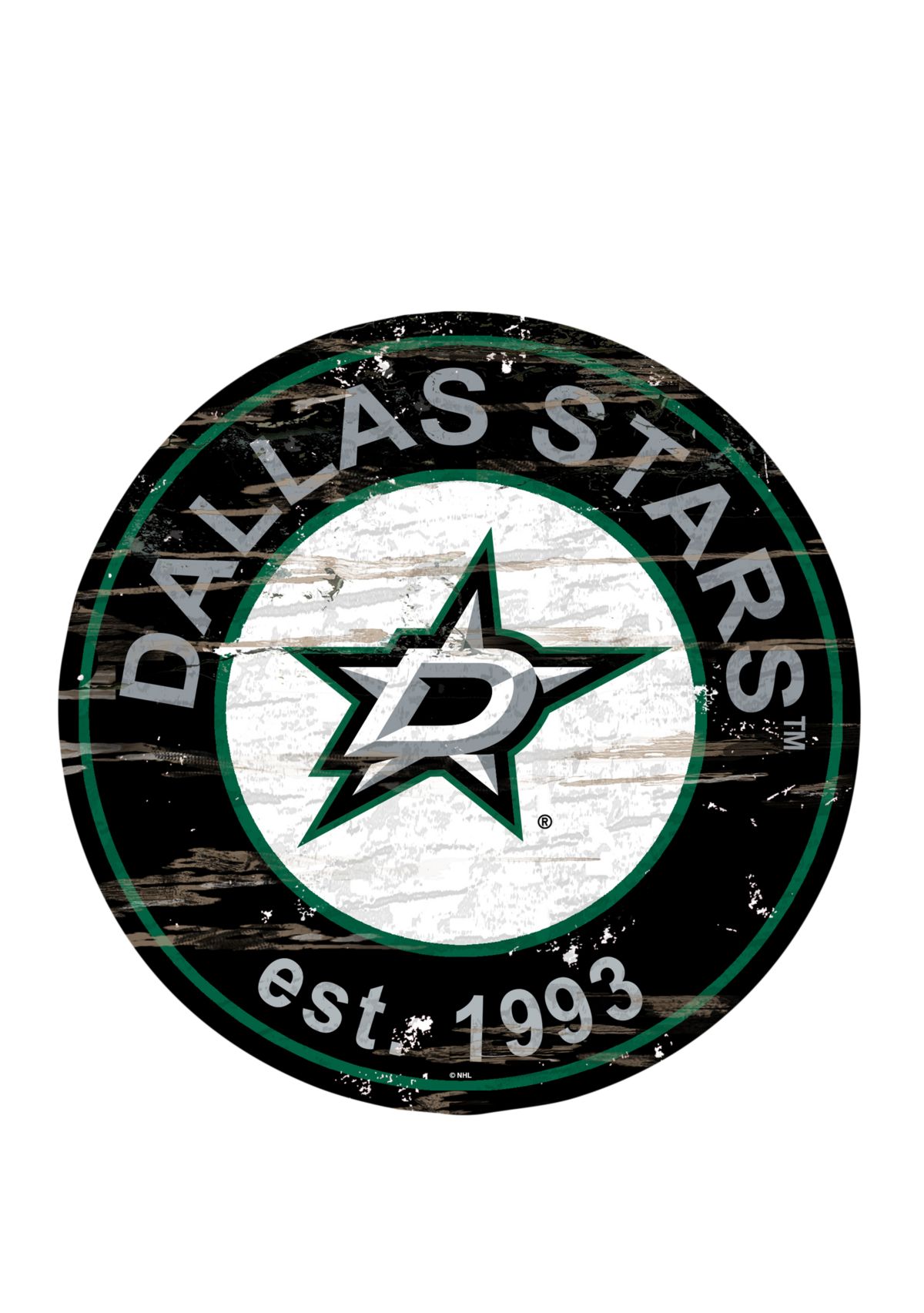 NHL Dallas Stars Distressed Round Sign