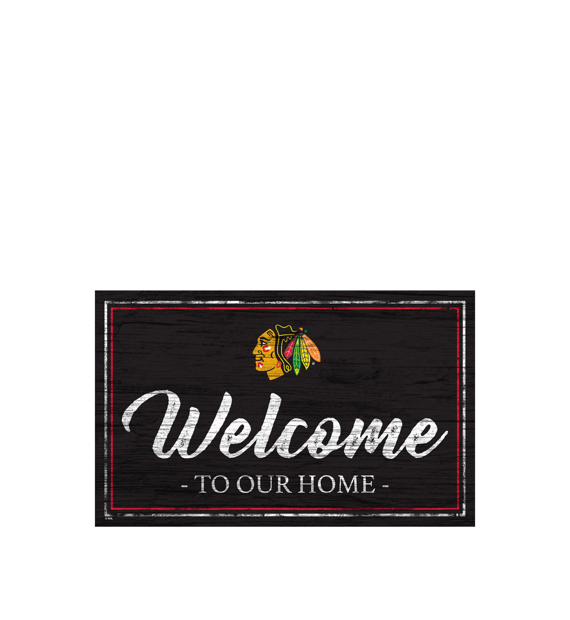 NHL Chicago Blackhawks 11 in x 19 in Team Color Welcome Sign
