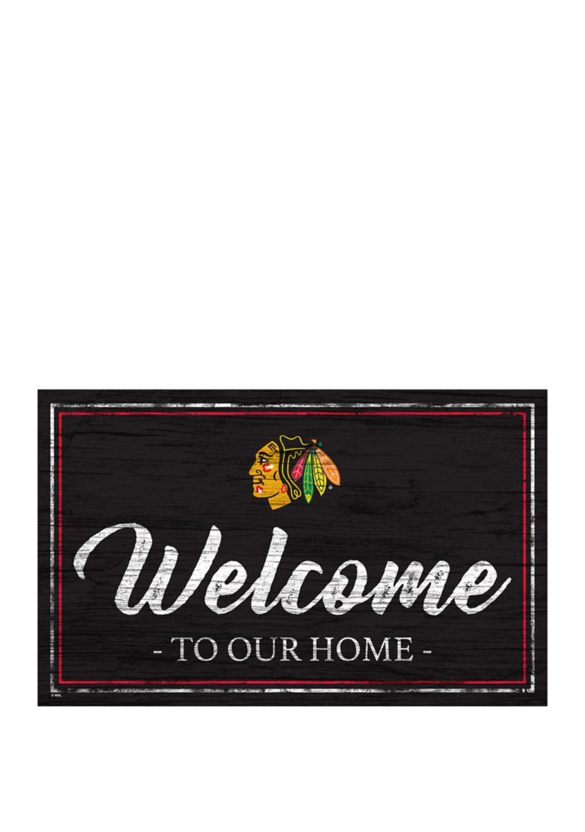 NHL Chicago Blackhawks 11 in x 19 in Team Color Welcome Sign
