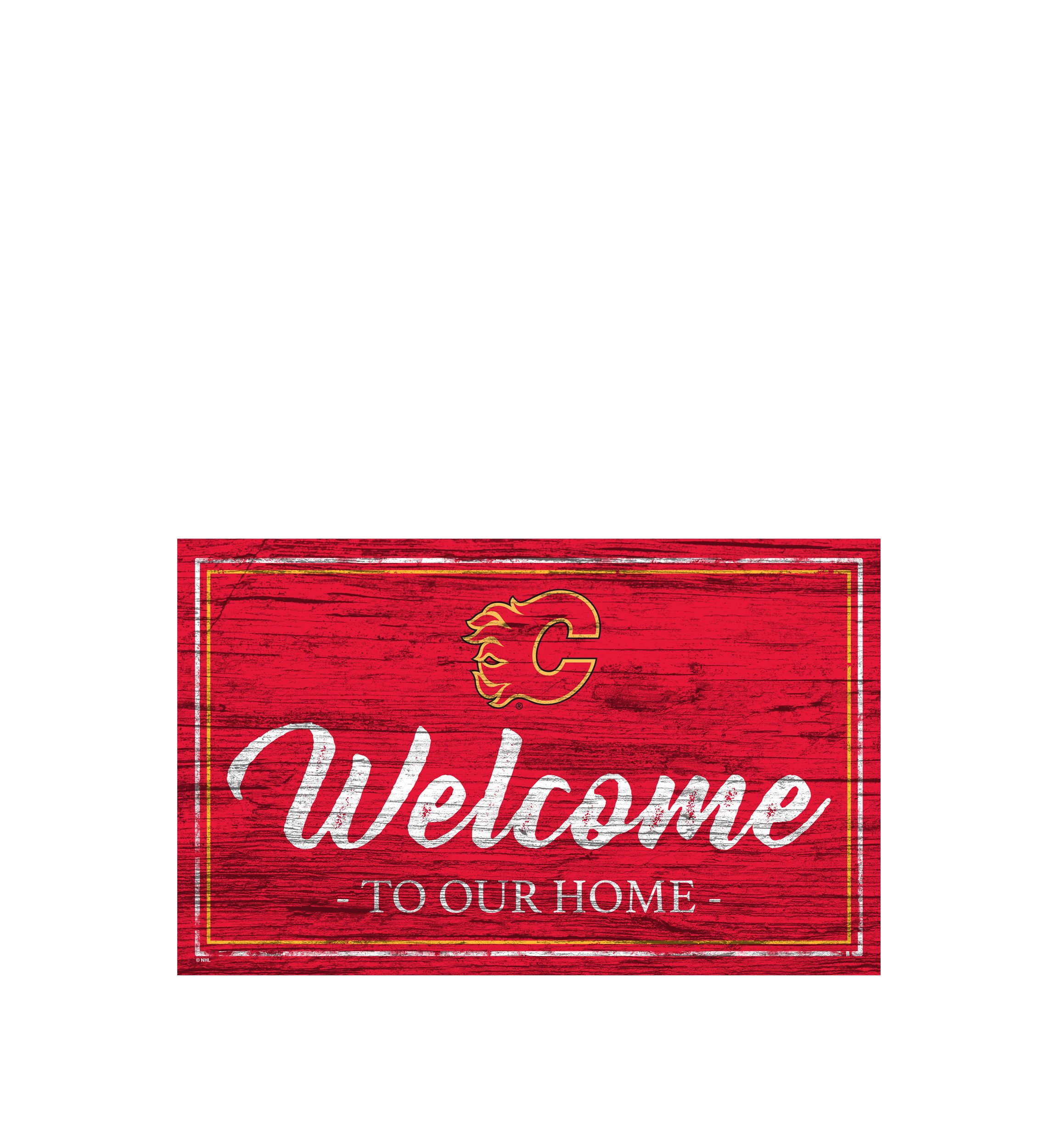 NHL Calgary Flames 11 in x 19 in Team Color Welcome Sign
