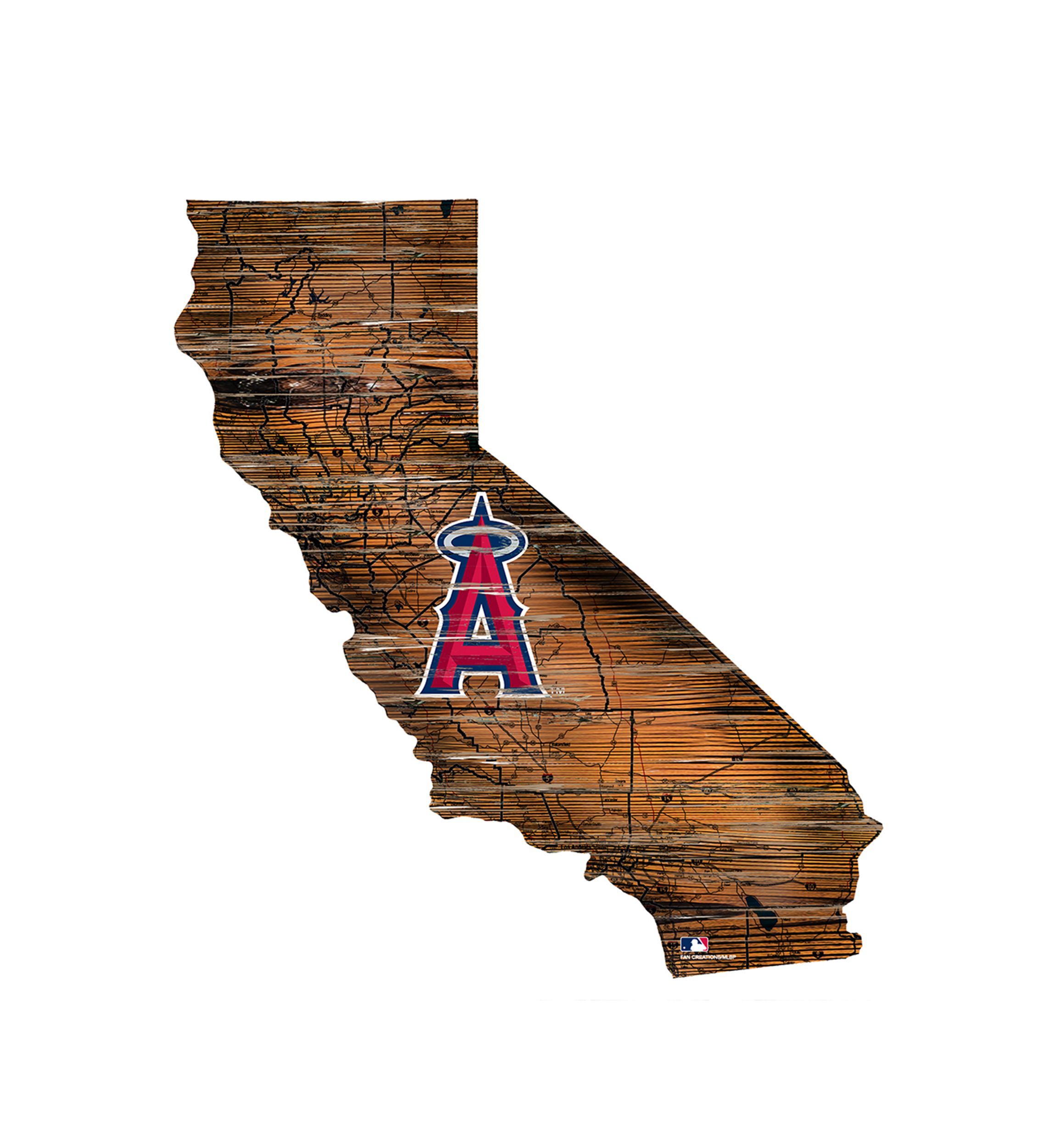 MLB Los Angeles Angels  24in. Distressed State w/Logo Sign