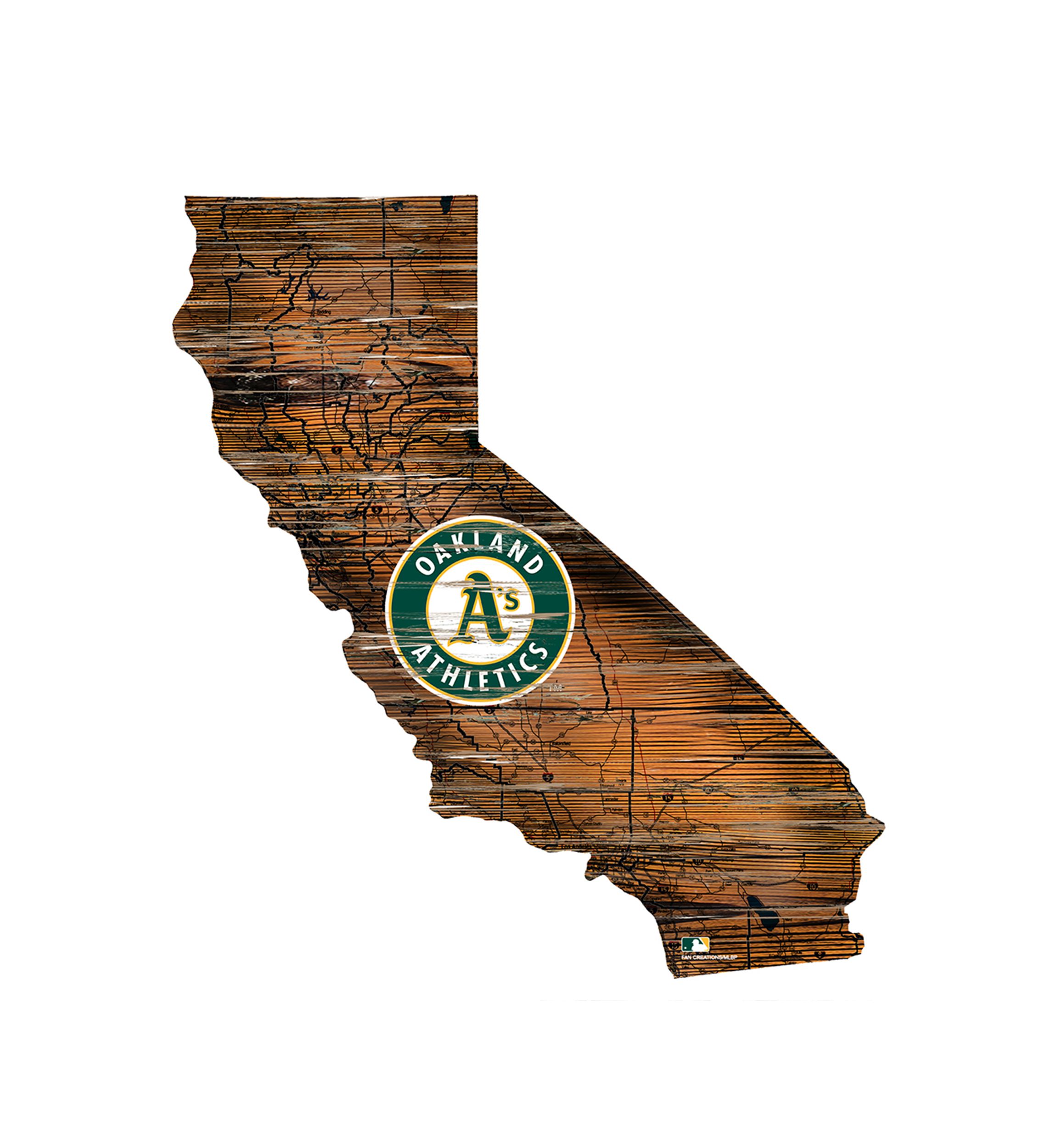 MLB Oakland Athletics 24in. Distressed State w/Logo Sign