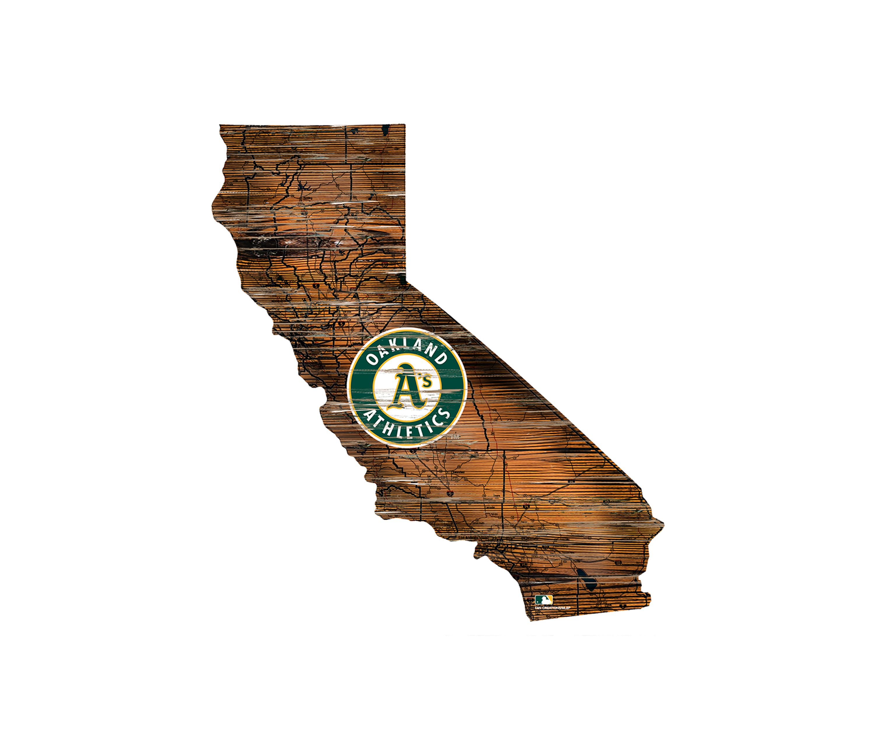 MLB Oakland Athletics 24in. Distressed State w/Logo Sign