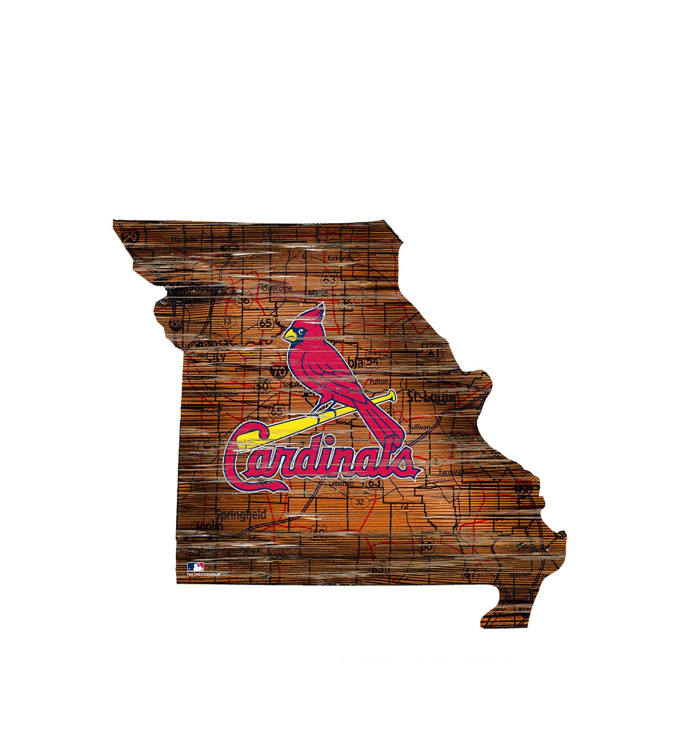 MLB St. Louis Cardinals 24" Disressed State w/Logo