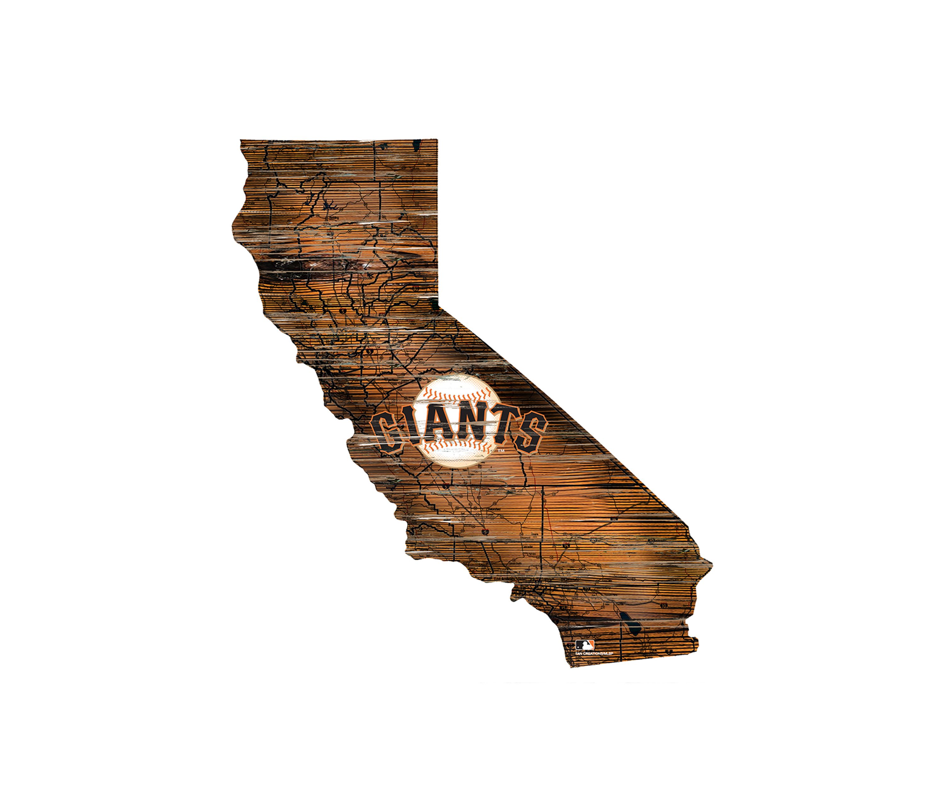 MLB San Francisco Giants 24in. Distressed State w/Logo Sign
