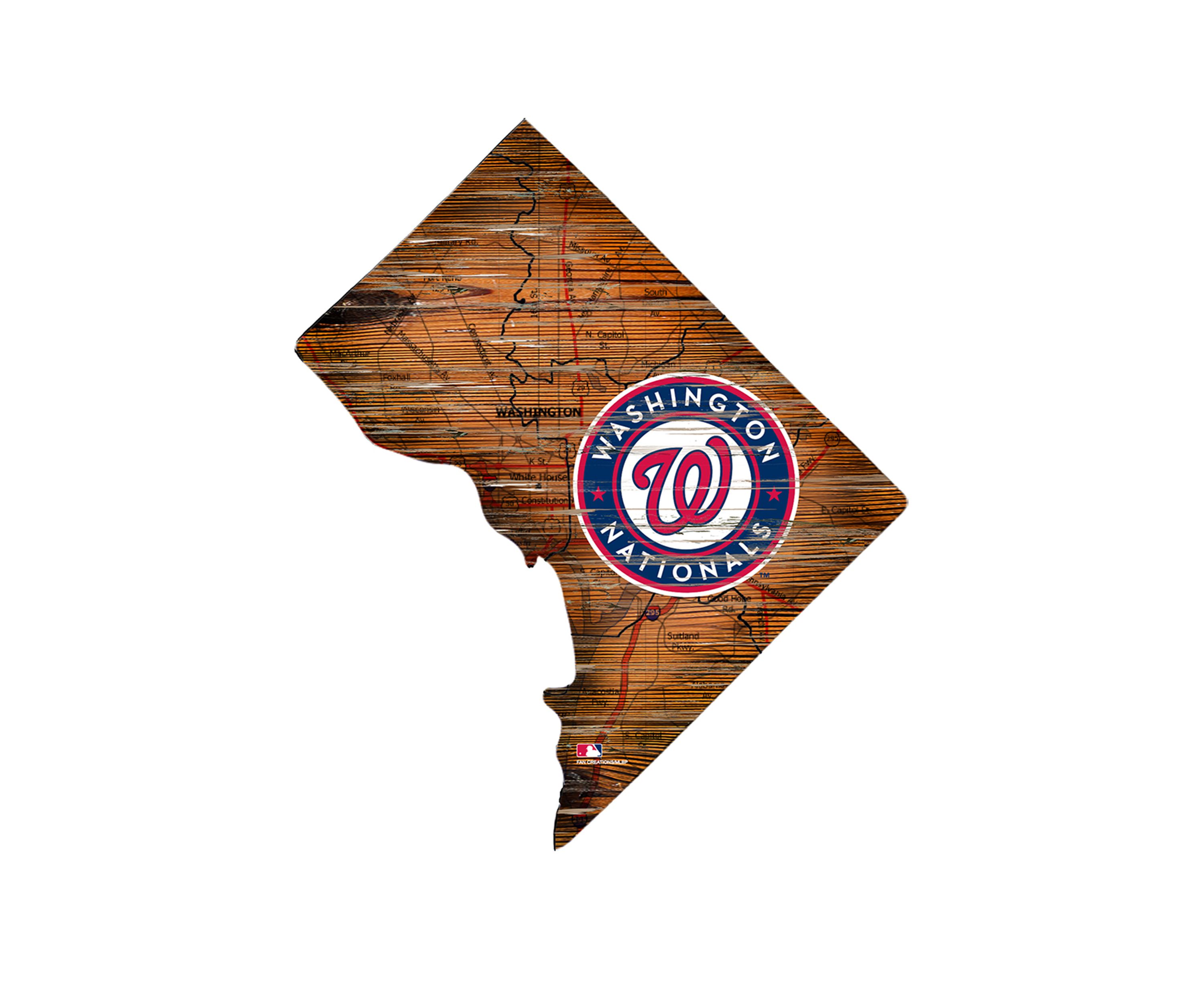 MLB Washington Nationals 24in. Distressed State w/Logo Sign